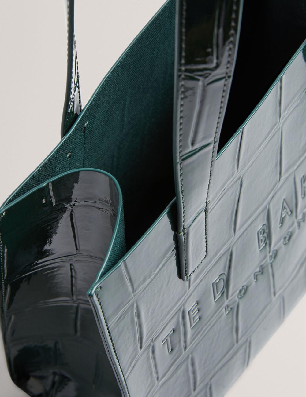 Ted Baker REPTCON - Croc Effect Small Tote Tassen Dames Groen | DEUC-18437