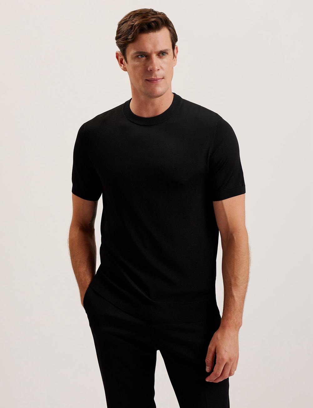 Ted Baker REYON - Rayon Crew Neck Short Sleeve T-shirts Heren Zwart | XZQH-25374