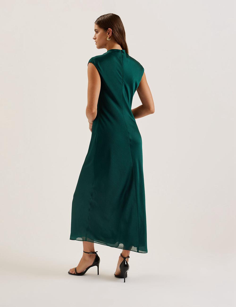 Ted Baker RIMINI - Chiffon Drape Neck Detail Maxi Jurk Dames Groen | UWQR-81793