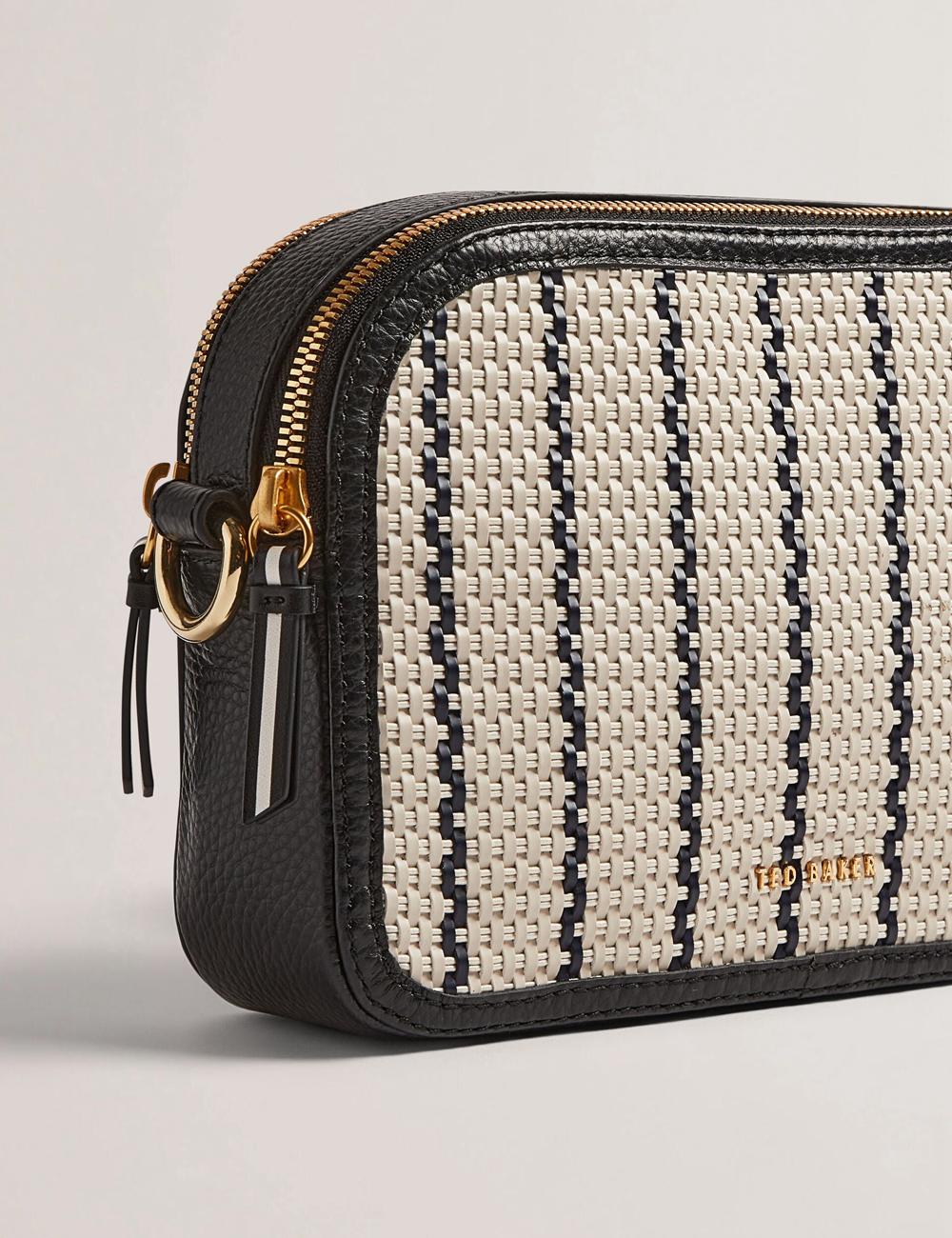 Ted Baker RIVEA - Woven Panel Faux Leather Camera Cameratas Dames Donkerblauw | CVXD-25761