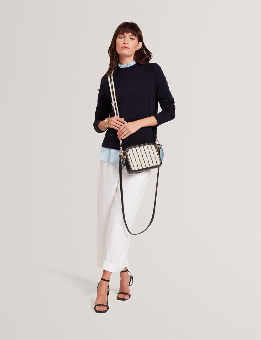 Ted Baker RIVEA - Woven Panel Faux Leather Camera Cameratas Dames Donkerblauw | CVXD-25761