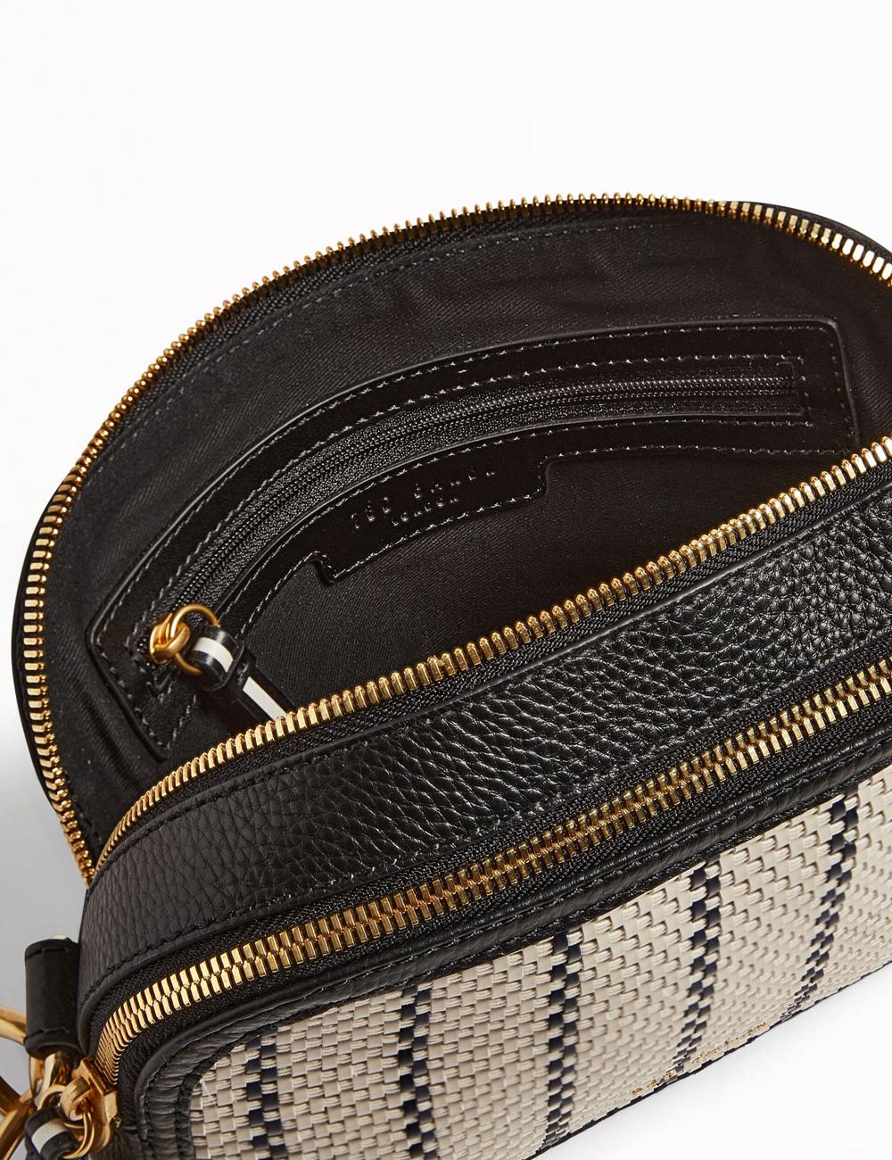 Ted Baker RIVEA - Woven Panel Faux Leather Camera Cameratas Dames Donkerblauw | CVXD-25761