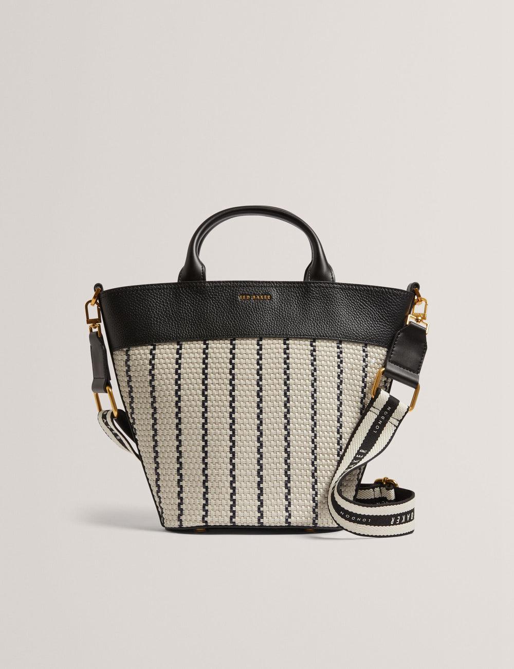 Ted Baker RIVERI - Woven Leather Trim Bucket With Webbing Strap Tote Tassen Dames Donkerblauw | SBKP-59807