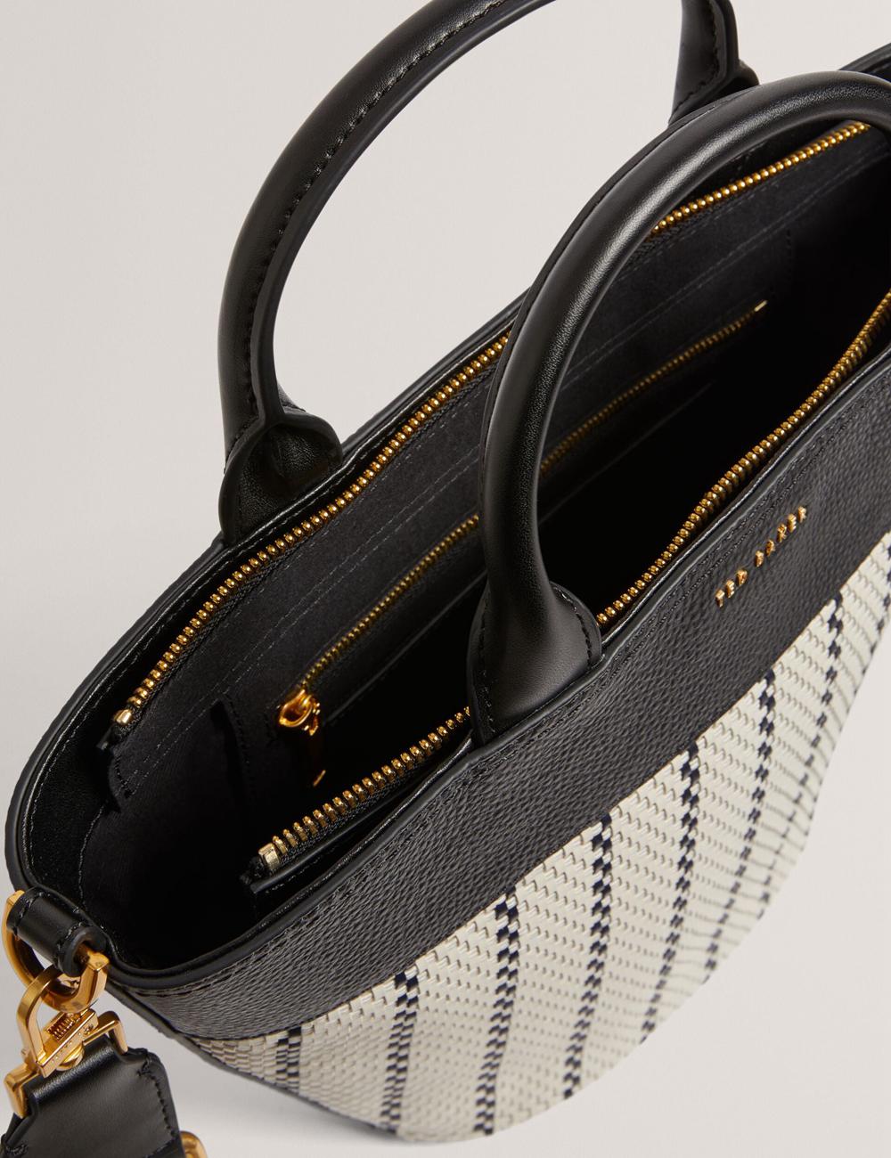 Ted Baker RIVERI - Woven Leather Trim Bucket With Webbing Strap Tote Tassen Dames Donkerblauw | SBKP-59807