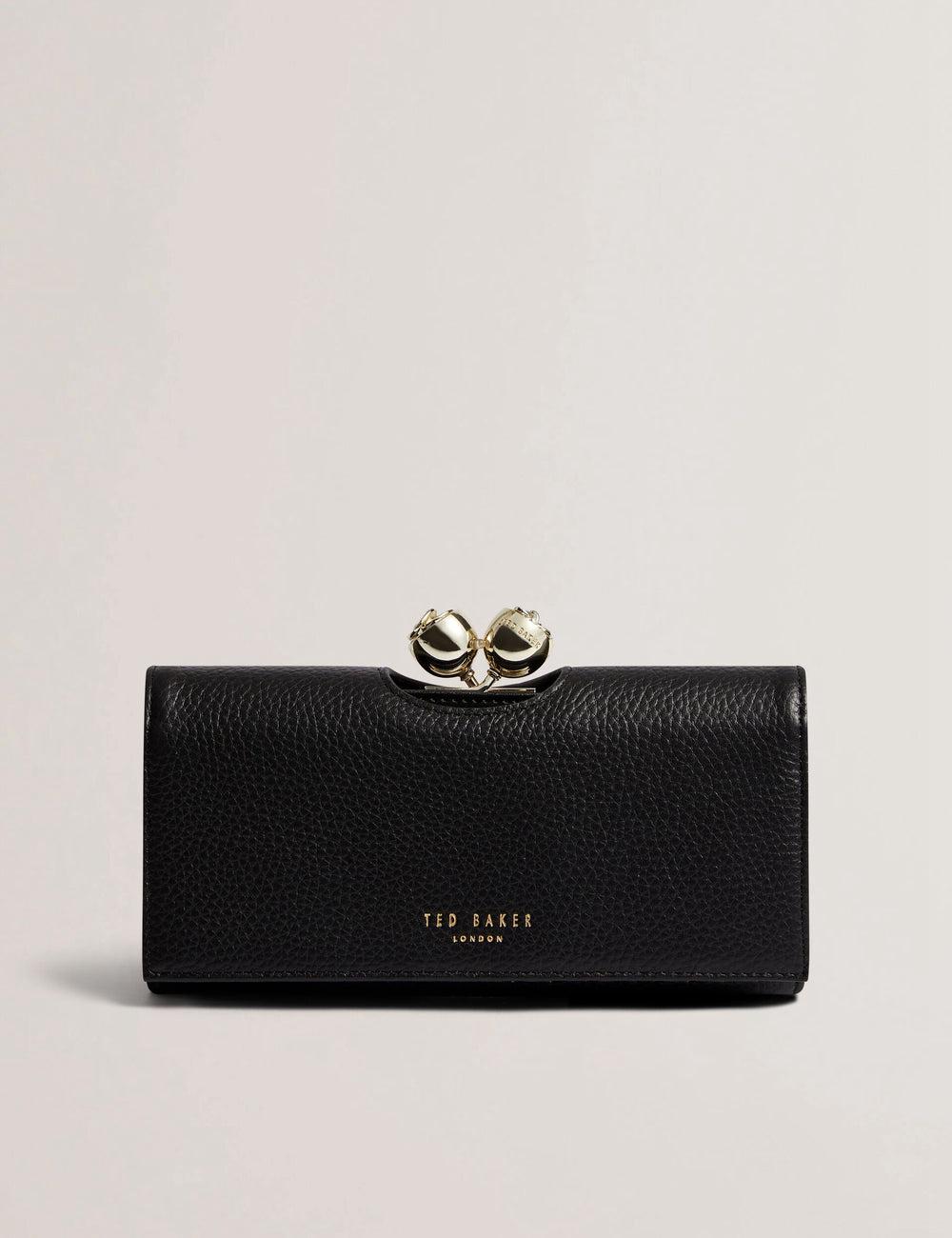 Ted Baker ROOSALI - Rose Clasp Large Bifold Leather Portefeuille Dames Zwart | JTRB-58021