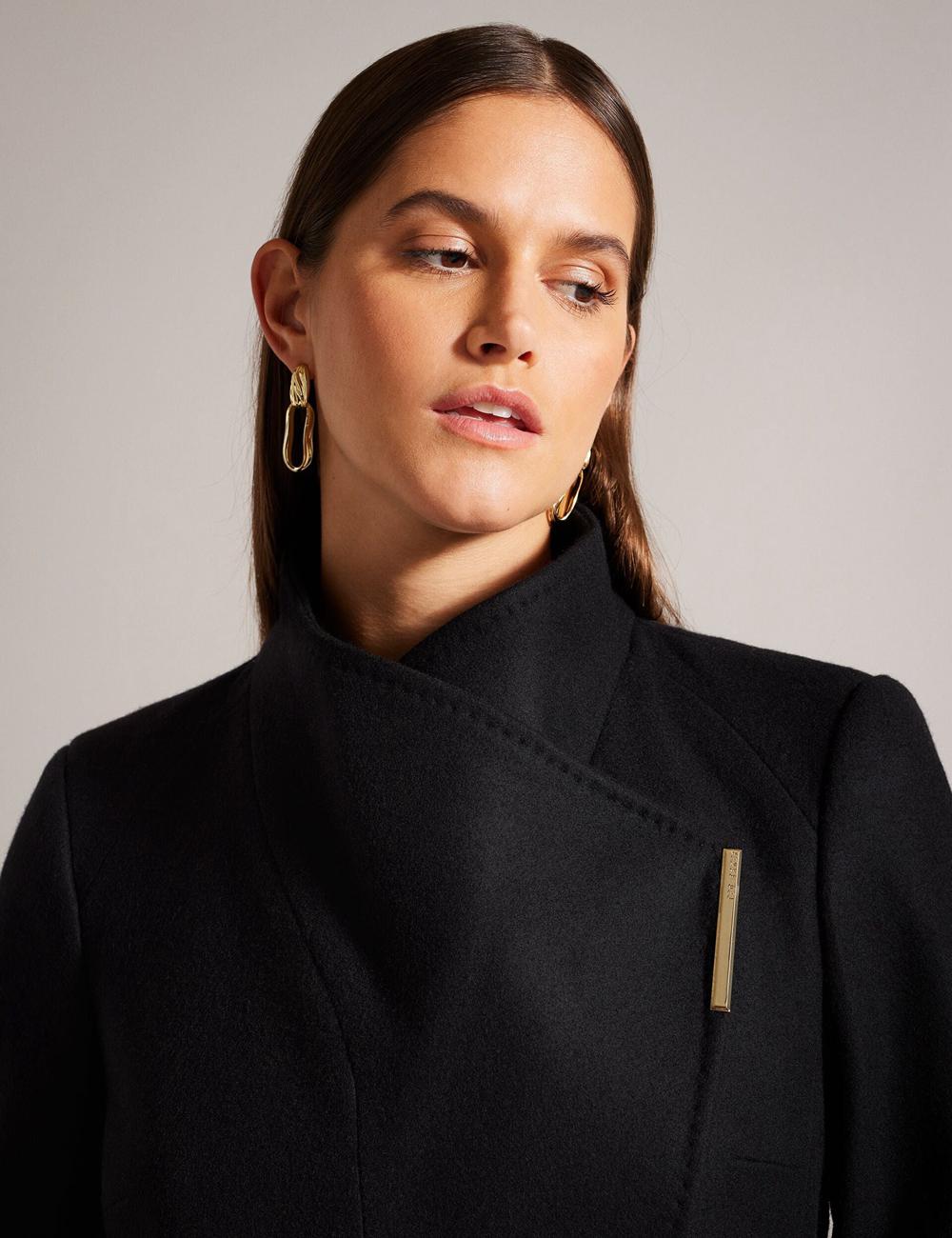 Ted Baker ROSESS - Short Belted Wool Wrap Coat Jassen Dames Zwart | UOPX-85370