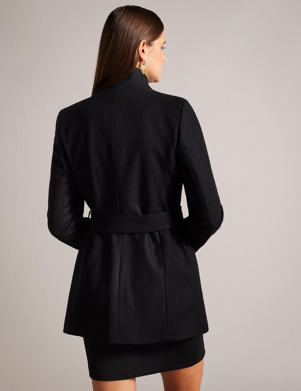 Ted Baker ROSESS - Short Belted Wool Wrap Coat Jassen Dames Zwart | UOPX-85370