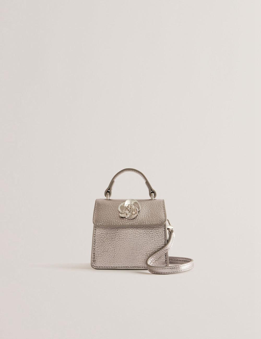 Ted Baker ROSLIE - Metallic Leather Mini Top Handle Schoudertassen Dames Zilver | GQWE-49680