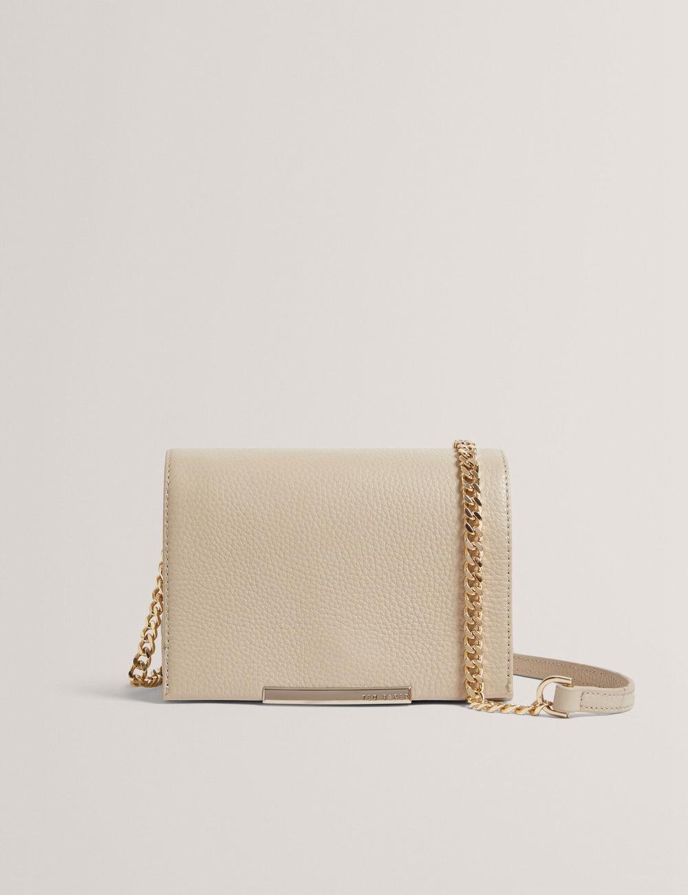 Ted Baker ROUSEN - Bar Detail Fold Over Leather Crossbodytassen Dames Ecru | YKFJ-70293