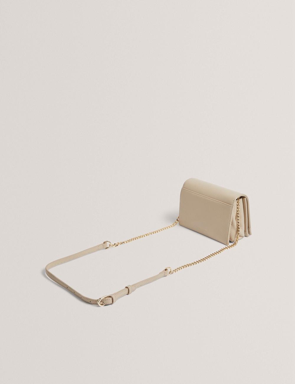 Ted Baker ROUSEN - Bar Detail Fold Over Leather Crossbodytassen Dames Ecru | YKFJ-70293