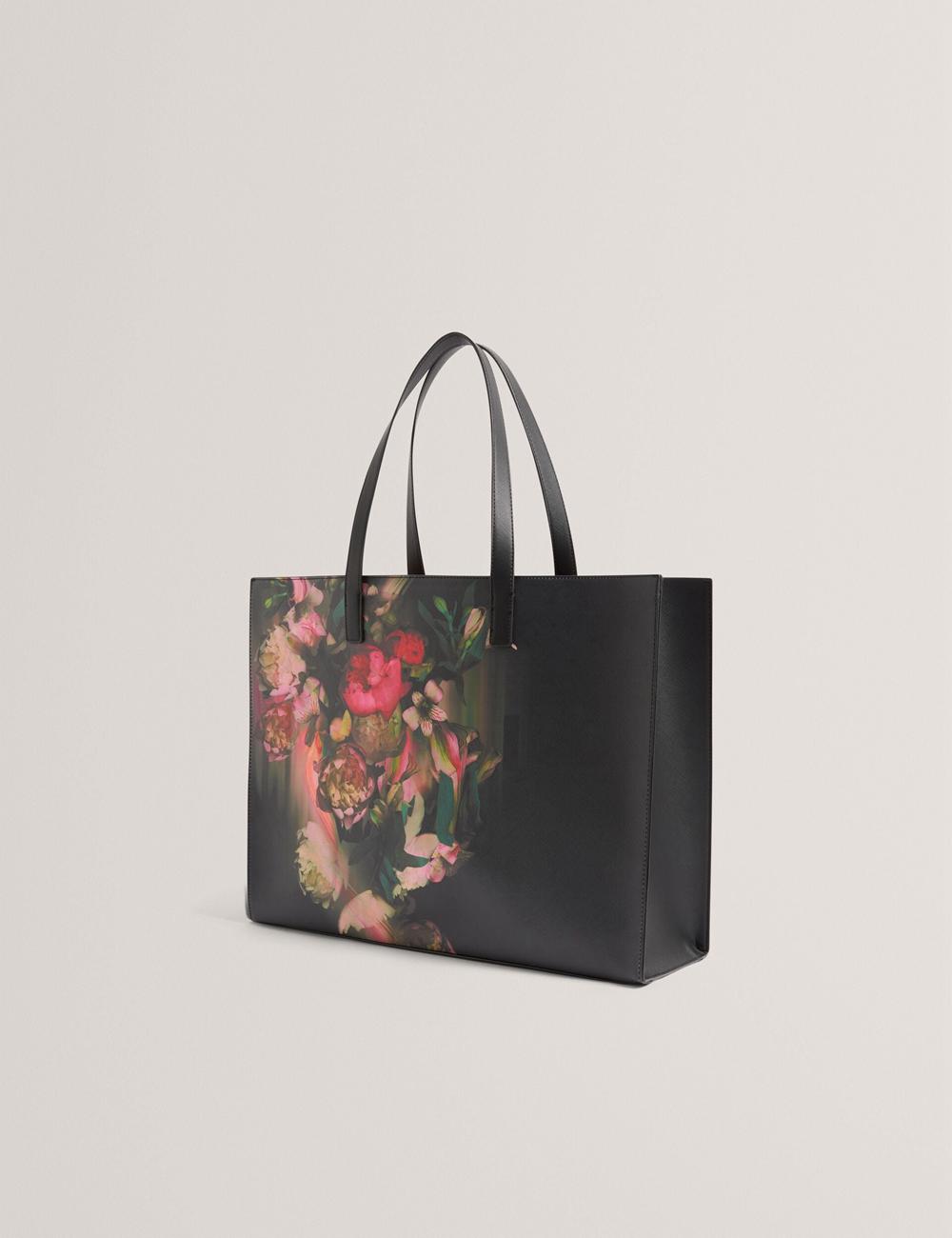 Ted Baker SALIINA - Floral Print Wide Icon Tote Tassen Dames Zwart | MOHE-04362