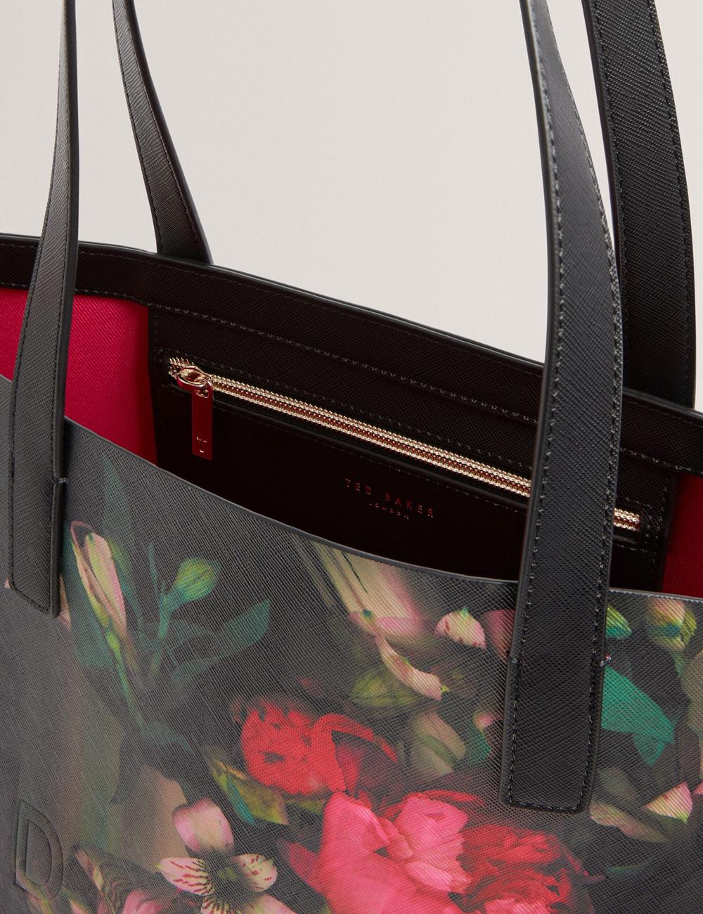 Ted Baker SALIINA - Floral Print Wide Icon Tote Tassen Dames Zwart | MOHE-04362