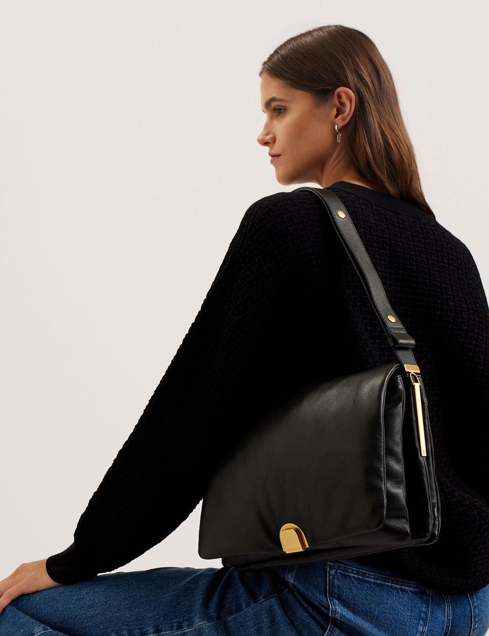 Ted Baker SAMILLA - Large Puffy Leather With Lock Schoudertassen Dames Zwart | NZBU-47605