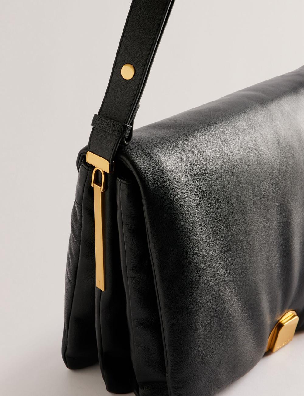 Ted Baker SAMILLA - Large Puffy Leather With Lock Schoudertassen Dames Zwart | NZBU-47605