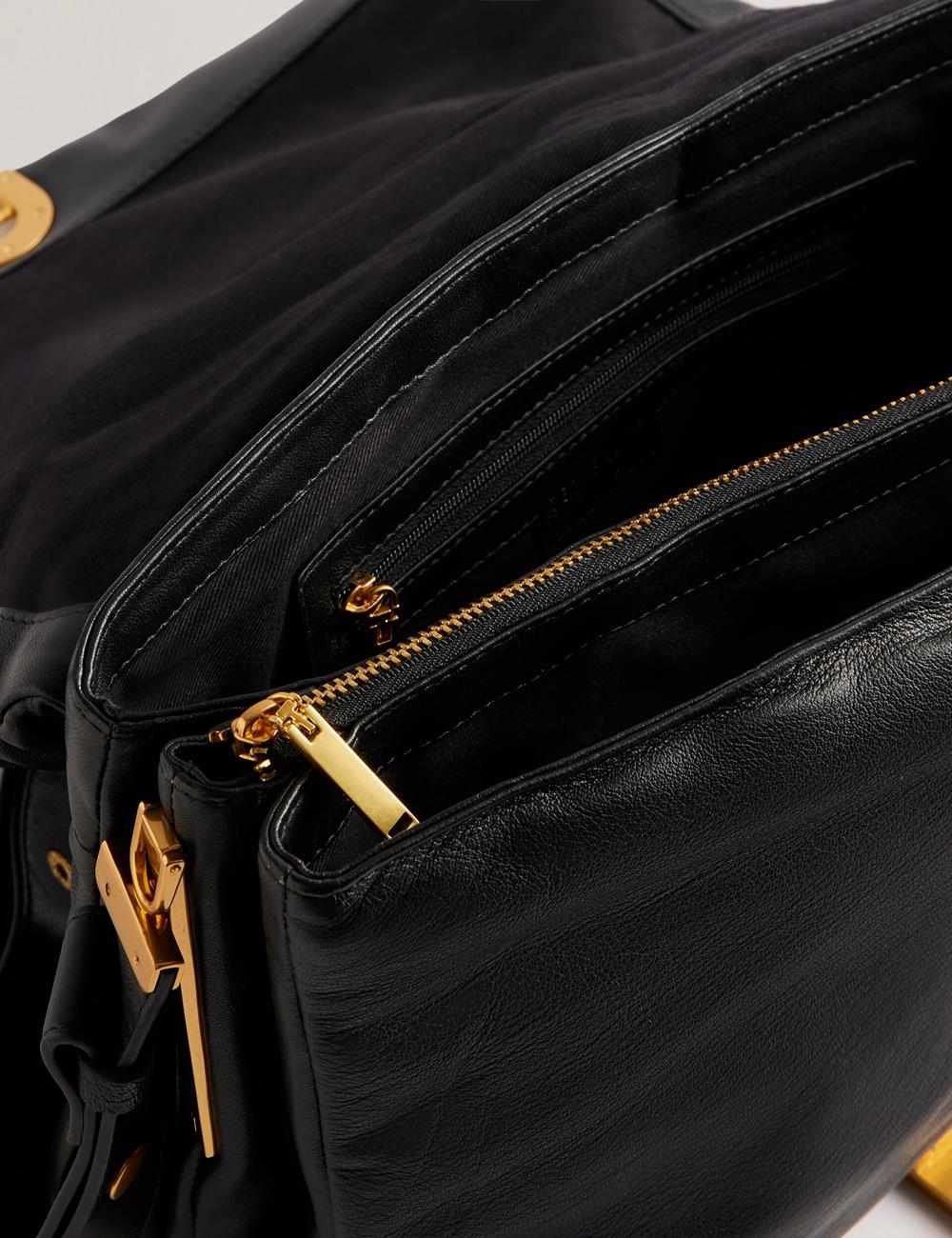 Ted Baker SAMILLA - Large Puffy Leather With Lock Schoudertassen Dames Zwart | NZBU-47605