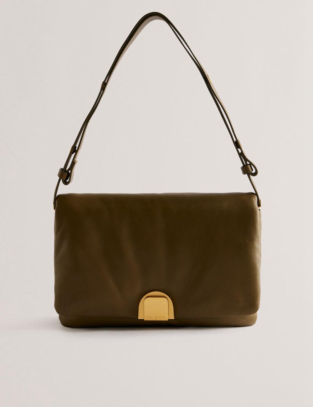 Ted Baker SAMILLI - Lock Detail Leather Puffy Schoudertassen Dames Khaki | IFCO-62387