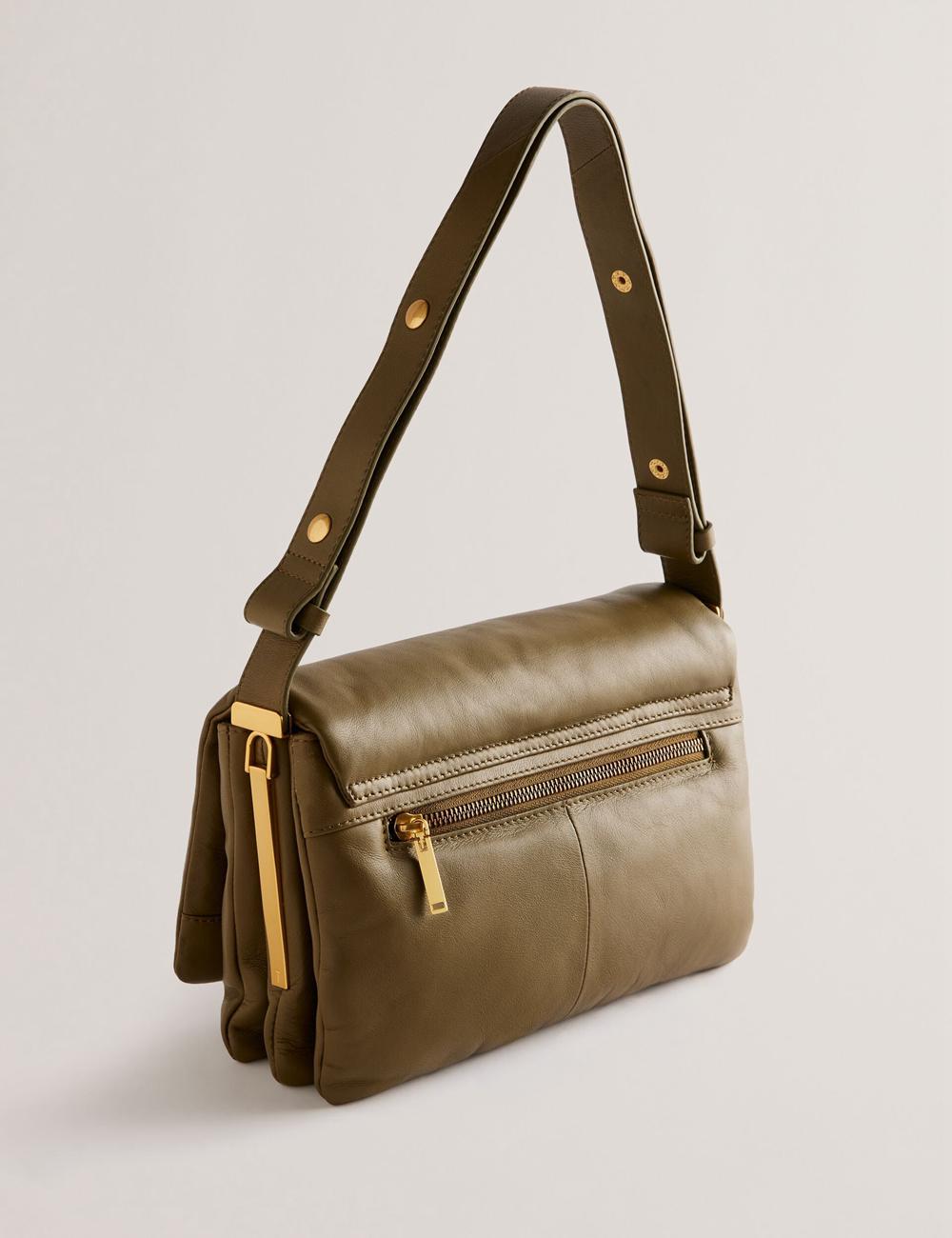 Ted Baker SAMILLI - Lock Detail Leather Puffy Schoudertassen Dames Khaki | IFCO-62387