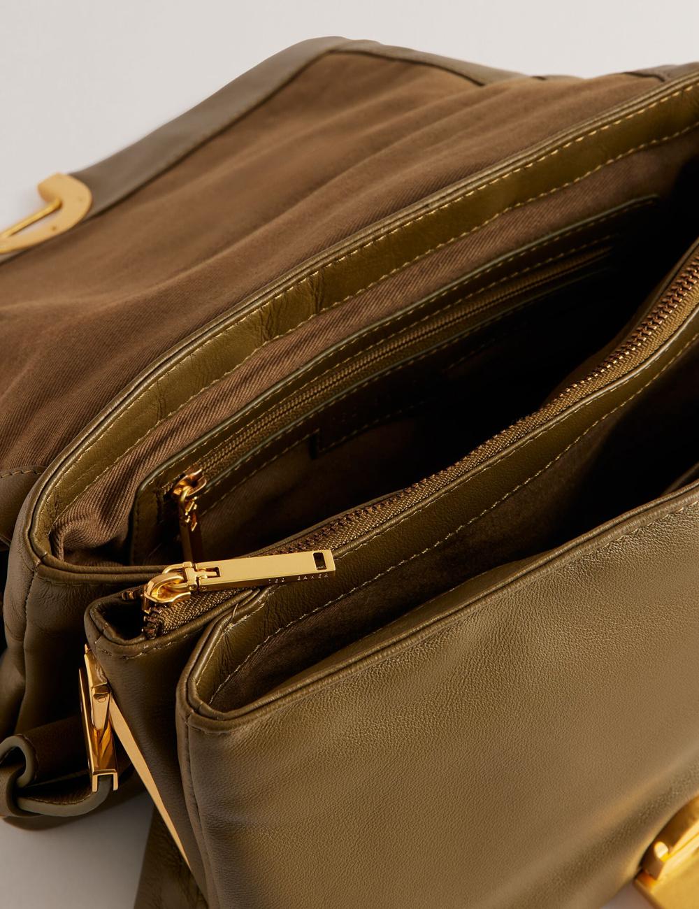 Ted Baker SAMILLI - Lock Detail Leather Puffy Schoudertassen Dames Khaki | IFCO-62387