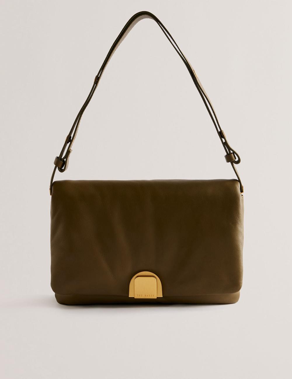 Ted Baker SAMILLI - Lock Detail Leather Puffy Schoudertassen Dames Khaki | IFCO-62387