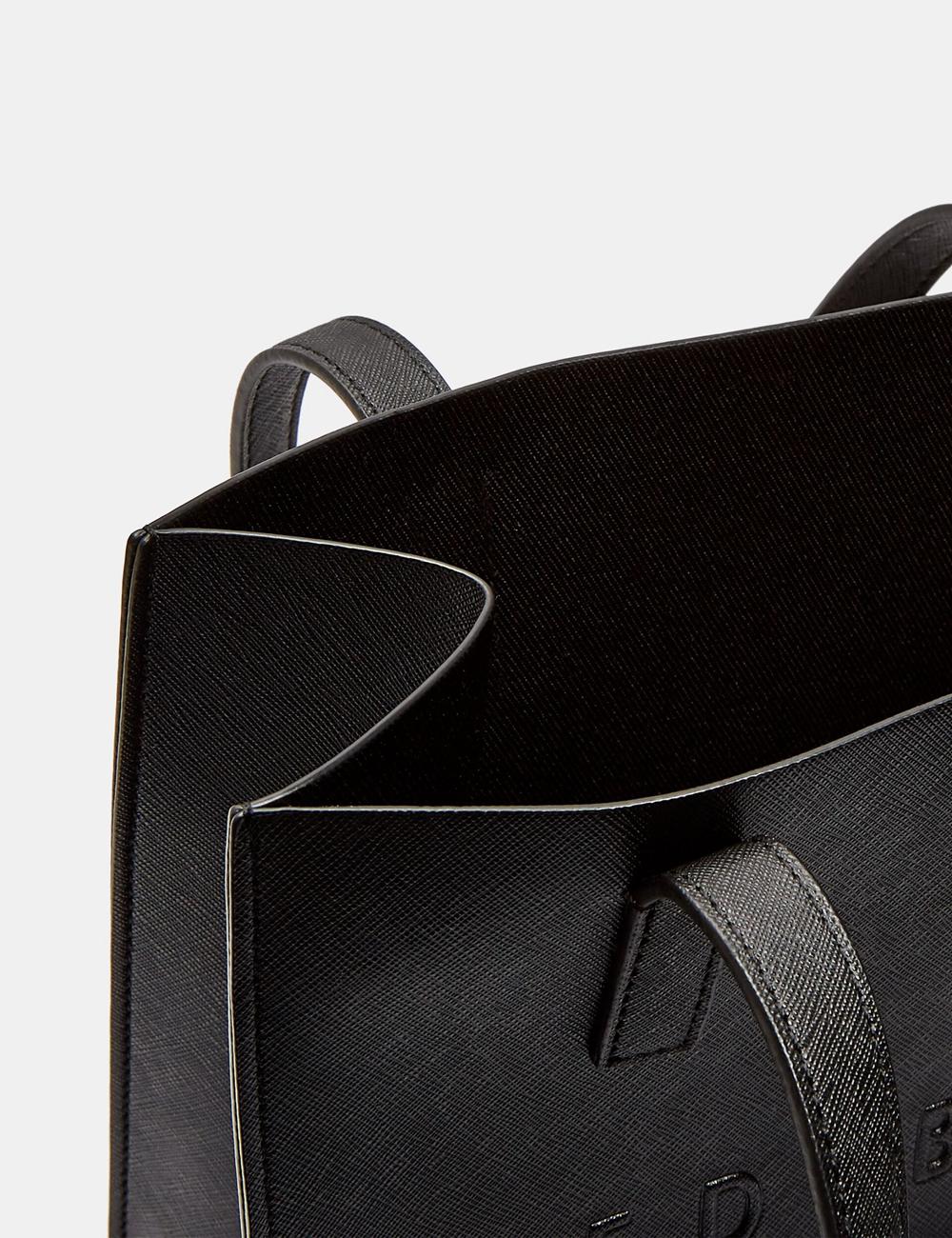 Ted Baker SEACON - Textured Faux Leather Small Icon Tote Tassen Dames Zwart | QCIL-18597