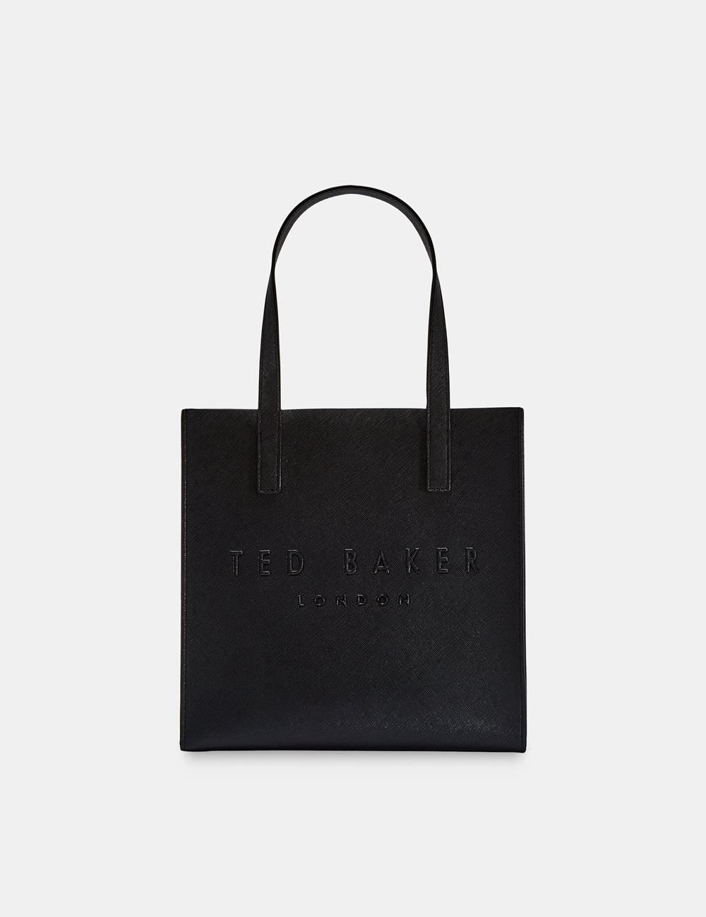 Ted Baker SEACON - Textured Faux Leather Small Icon Tote Tassen Dames Zwart | QCIL-18597