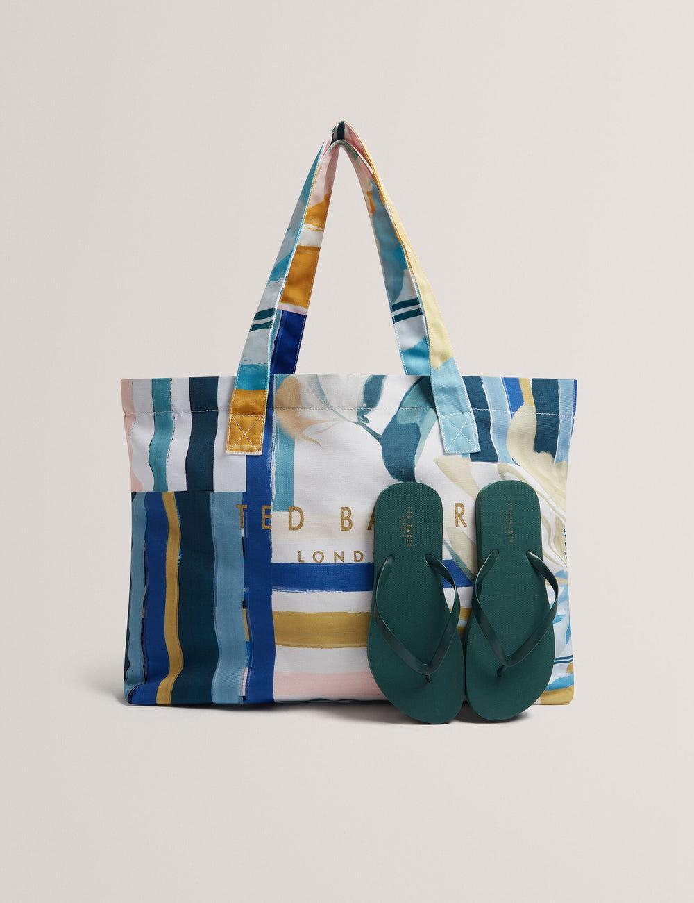 Ted Baker SHELYSS - Printed Beach & Flip Flops Set Tote Tassen Dames Groen | EFHX-09658