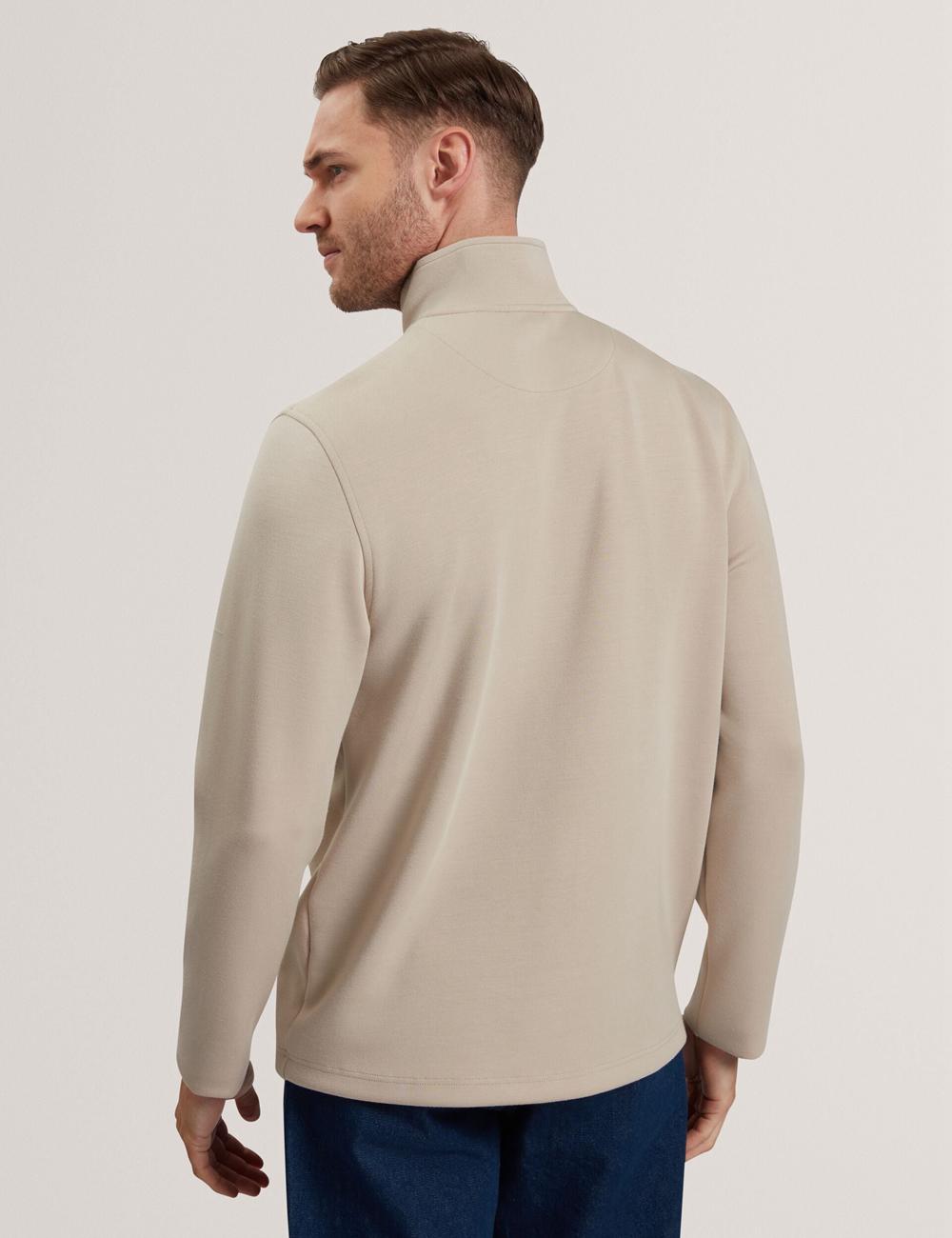 Ted Baker SIMONEA - Textured Panel Half-Zip Modal Sweatshirts Heren Taupe | OLCR-84753