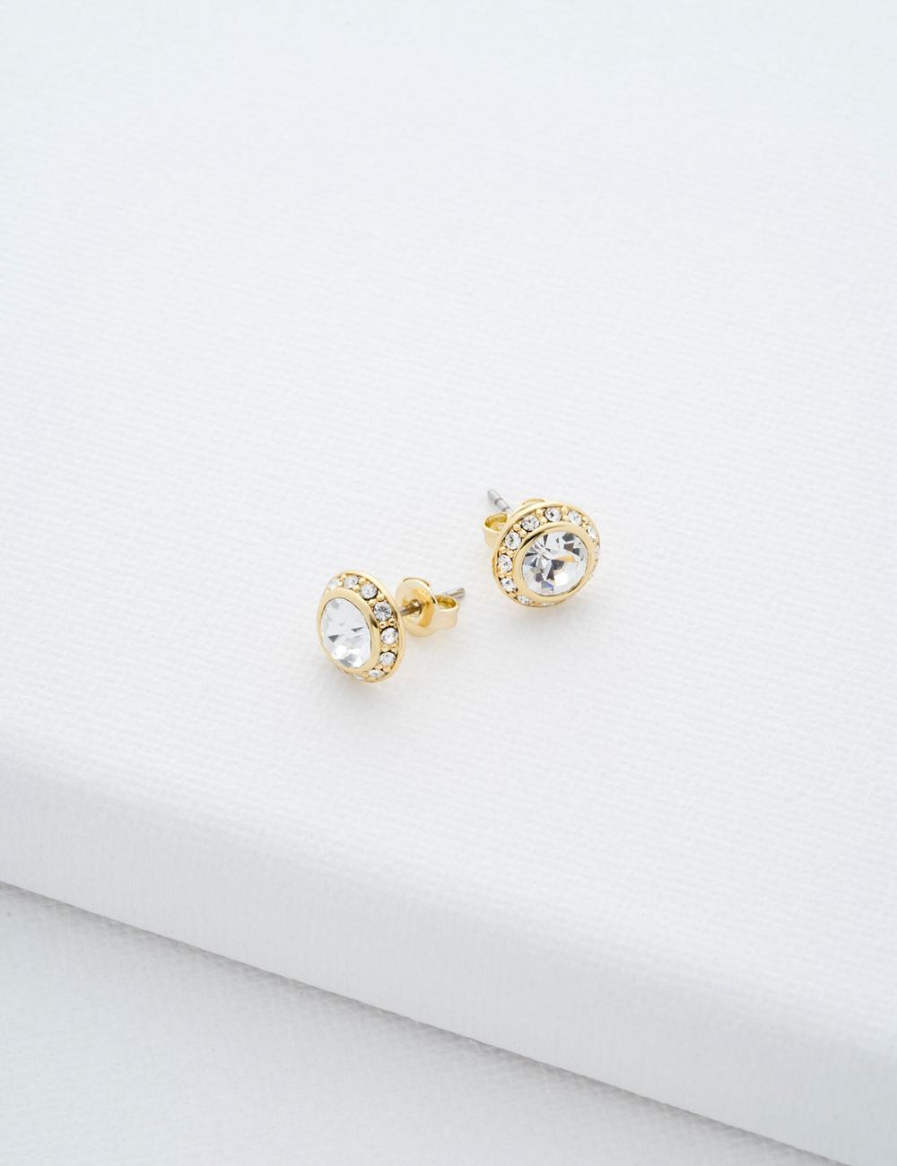 Ted Baker SOLETIA - Solitaire Sparkle Crystal Stud Oorbellen Dames Goud | SBKL-13956