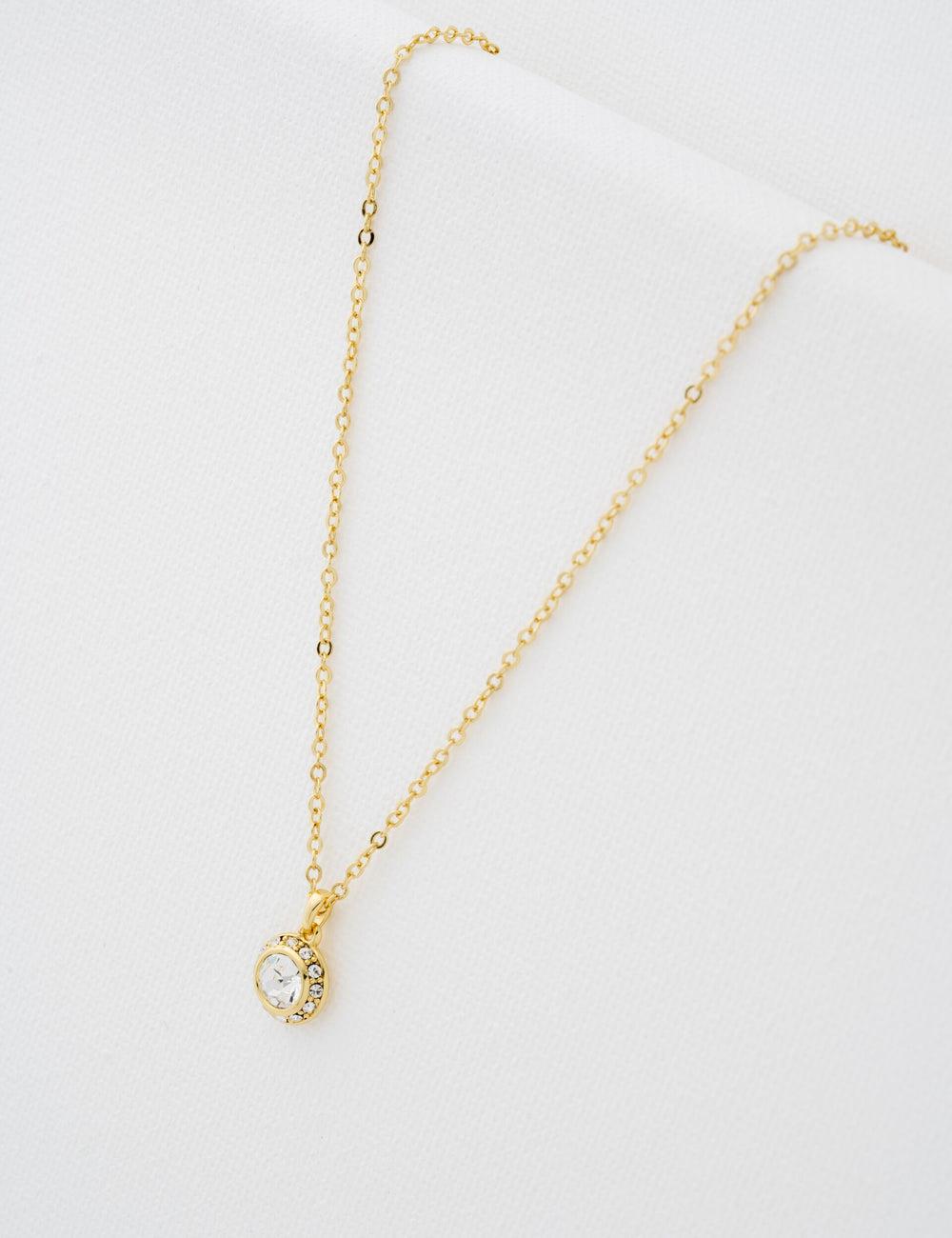 Ted Baker SOLTELL - Solitaire Sparkle Crystal Pendant Kettingen Dames Goud | ONLJ-14276