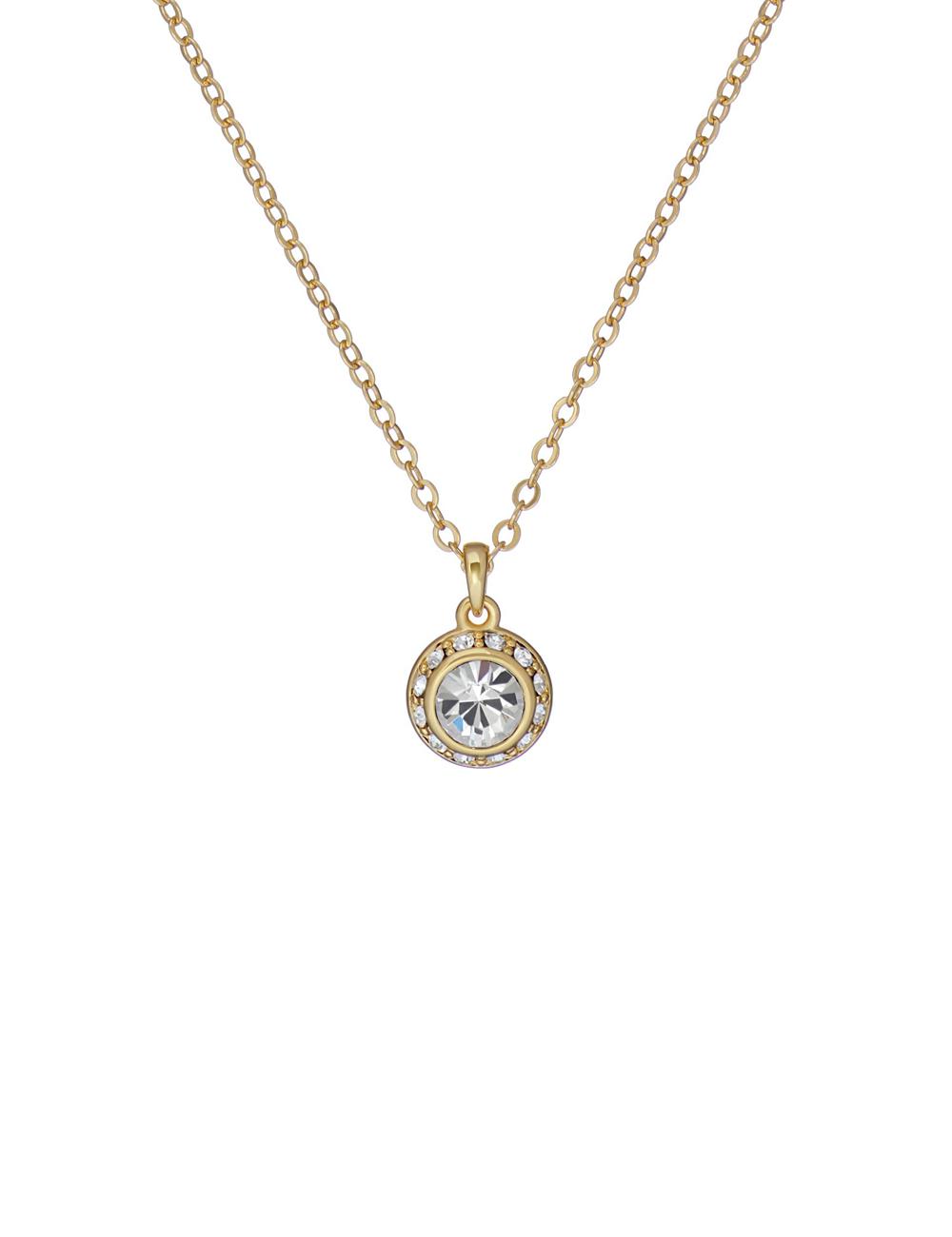 Ted Baker SOLTELL - Solitaire Sparkle Crystal Pendant Kettingen Dames Goud | ONLJ-14276