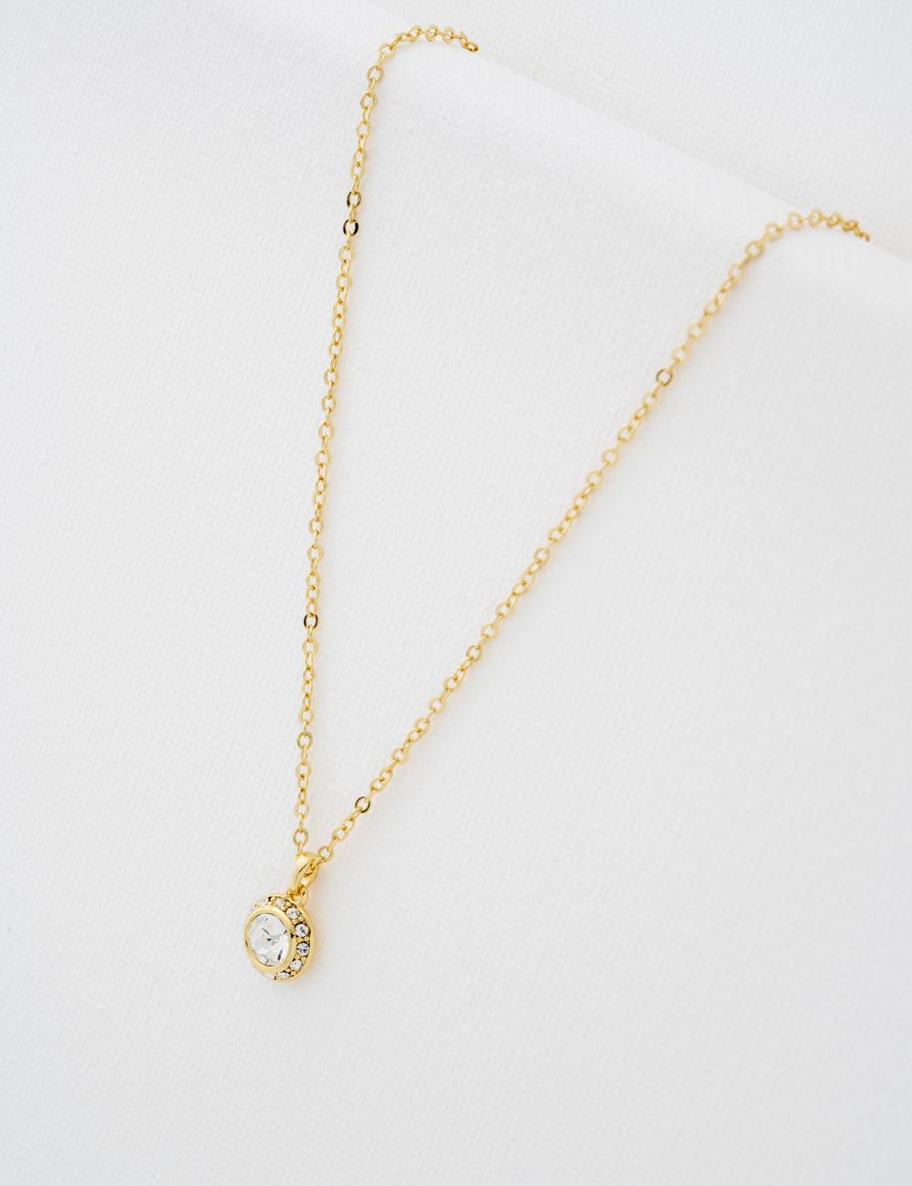 Ted Baker SOLTELL - Solitaire Sparkle Crystal Pendant Kettingen Dames Goud | ONLJ-14276