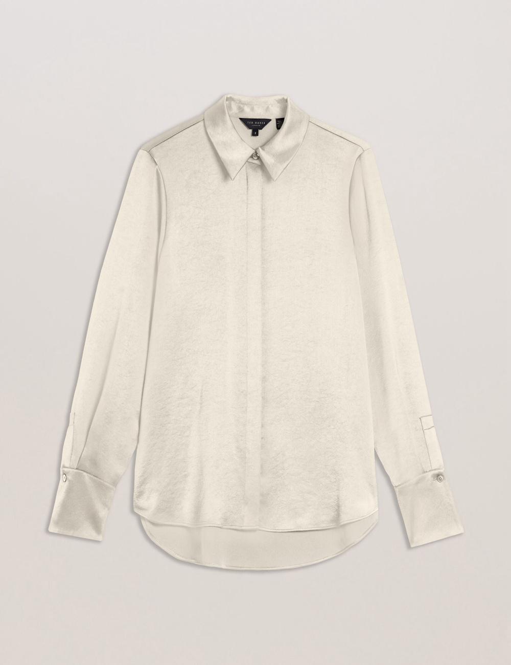 Ted Baker SONORA - Satin Longline Covered Placket Overhemd Dames Ivory | UNYC-91685