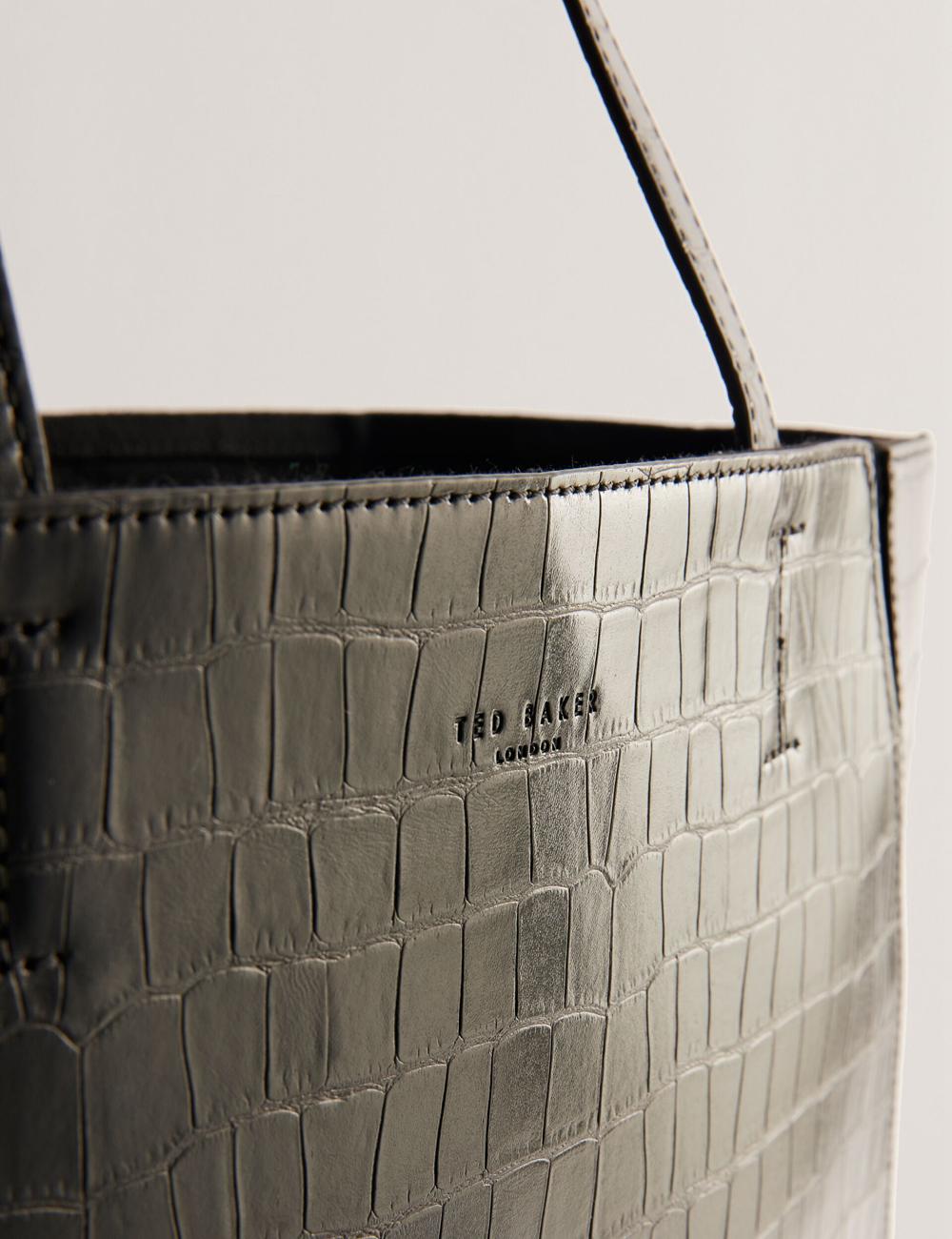 Ted Baker SOPHYNA - Croc Effect Folding Shopper Shopper Tas Dames Zwart | JVYP-30619