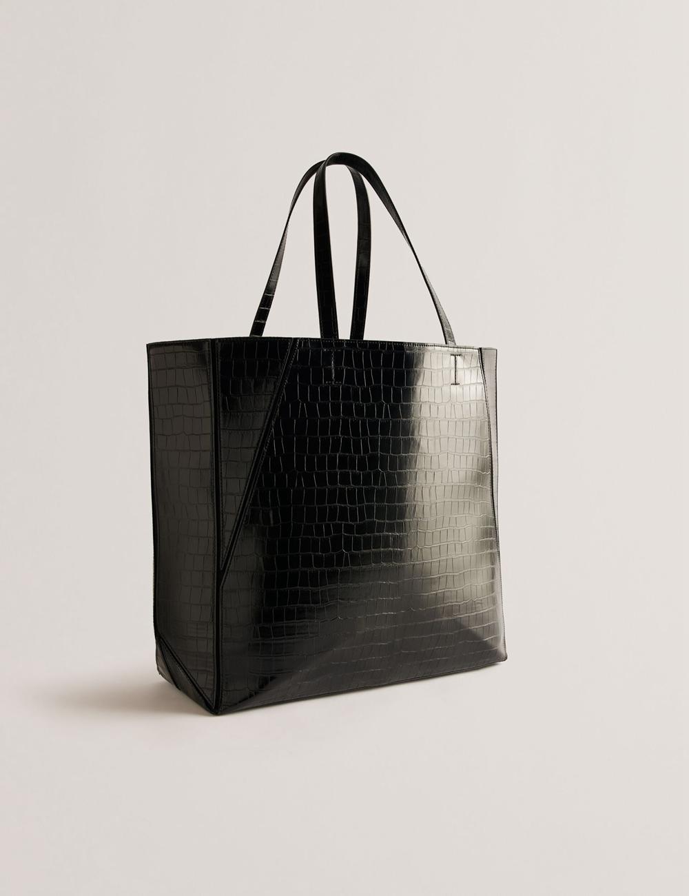 Ted Baker SOPHYNA - Croc Effect Folding Shopper Shopper Tas Dames Zwart | JVYP-30619