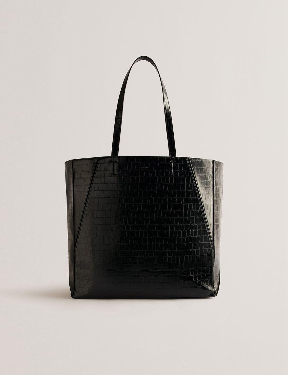 Ted Baker SOPHYNA - Croc Effect Folding Shopper Shopper Tas Dames Zwart | JVYP-30619