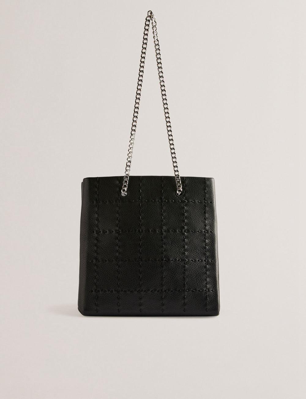 Ted Baker STALIA - Stitch Detail Leather Small Tote Tassen Dames Zwart | MFJL-72943