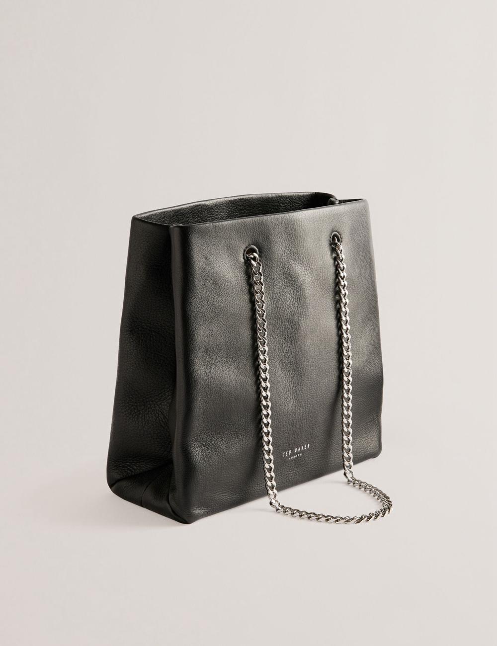 Ted Baker STALIA - Stitch Detail Leather Small Tote Tassen Dames Zwart | MFJL-72943