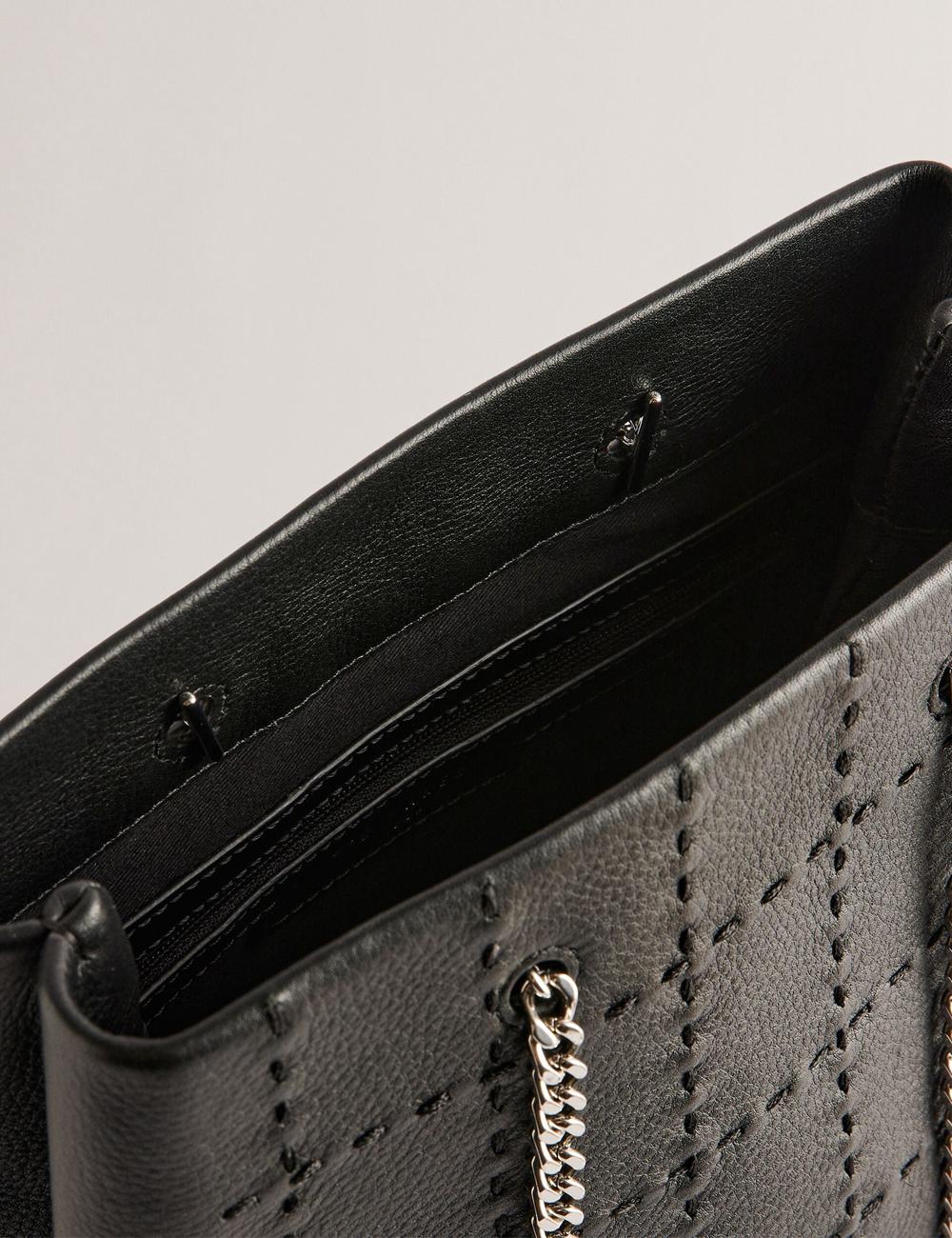 Ted Baker STALIA - Stitch Detail Leather Small Tote Tassen Dames Zwart | MFJL-72943