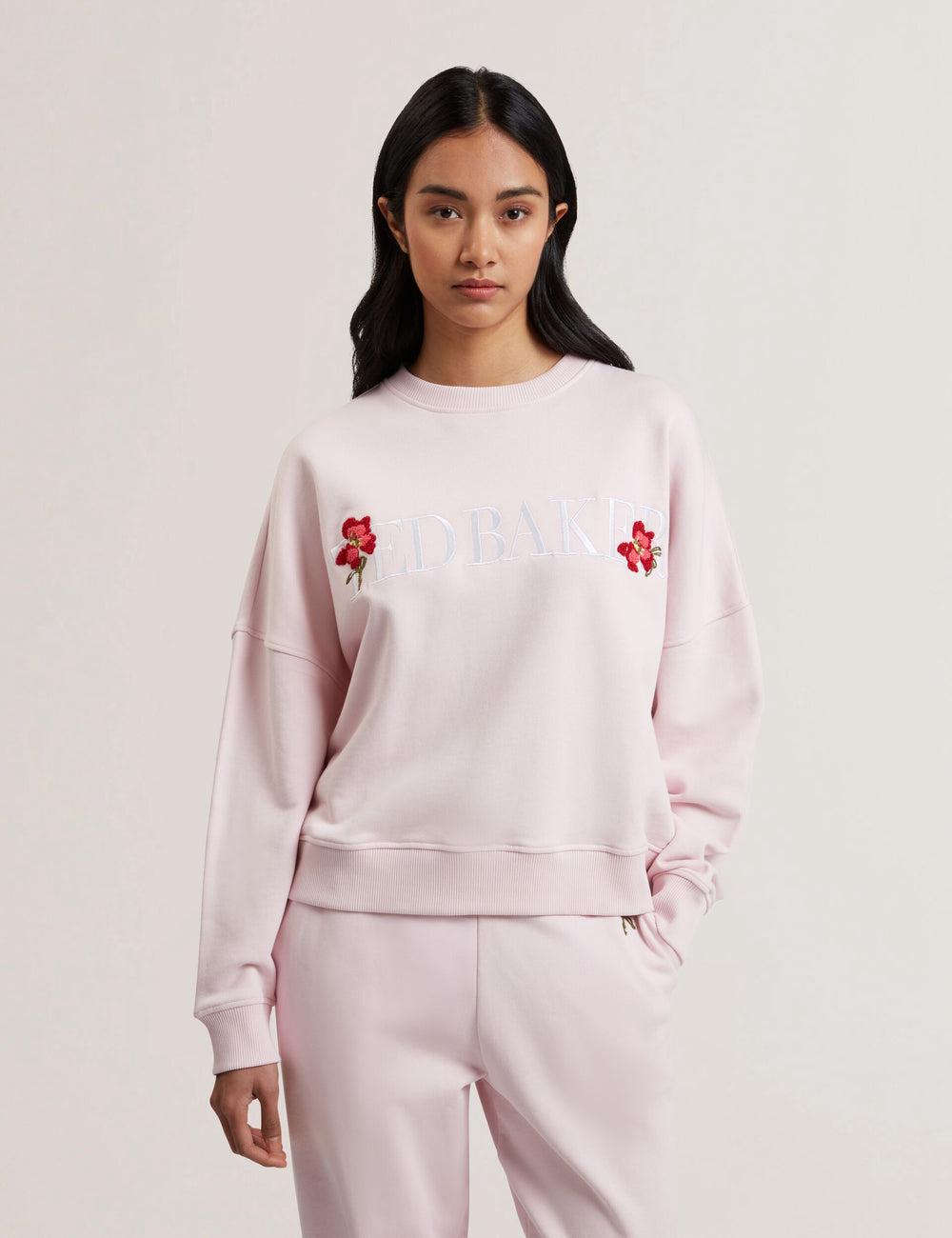 Ted Baker STIILA - Embroidered Logo Pure Cotton Sweatshirts Dames Roze | GPXS-73128