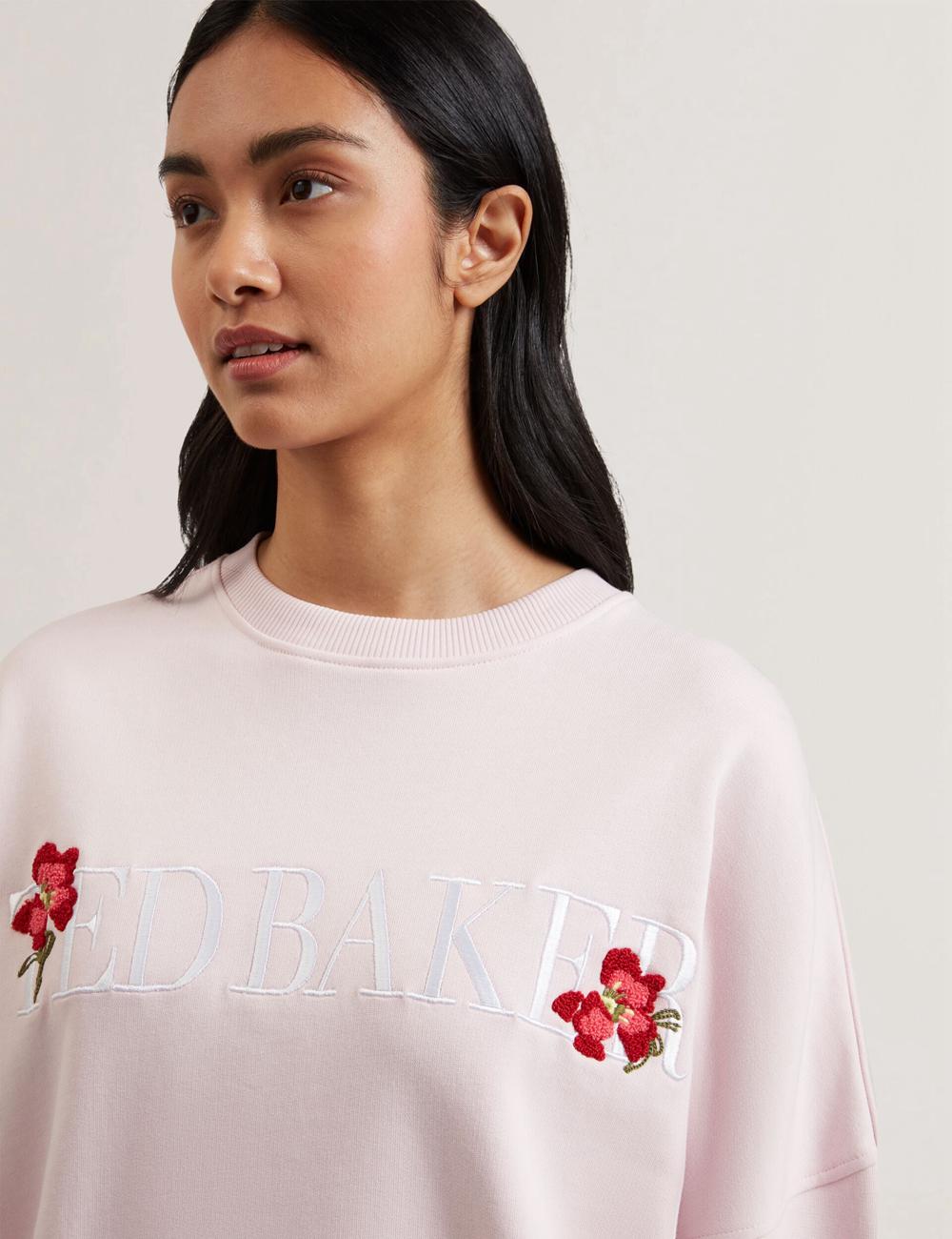 Ted Baker STIILA - Embroidered Logo Pure Cotton Sweatshirts Dames Roze | GPXS-73128