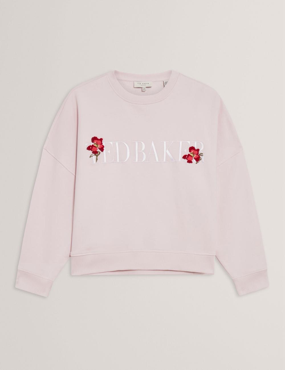 Ted Baker STIILA - Embroidered Logo Pure Cotton Sweatshirts Dames Roze | GPXS-73128