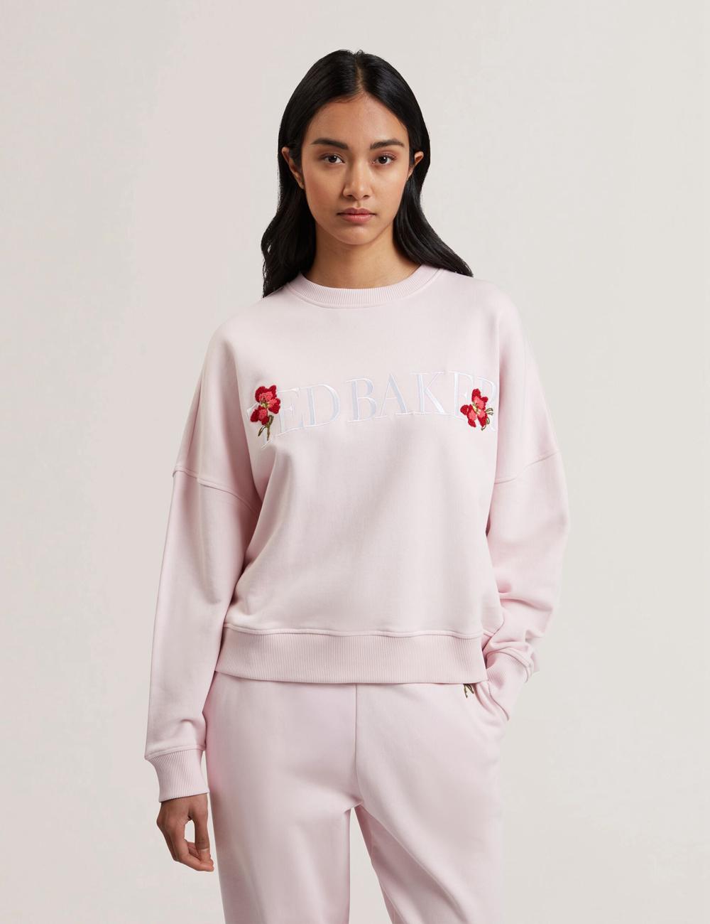 Ted Baker STIILA - Embroidered Logo Pure Cotton Sweatshirts Dames Roze | GPXS-73128