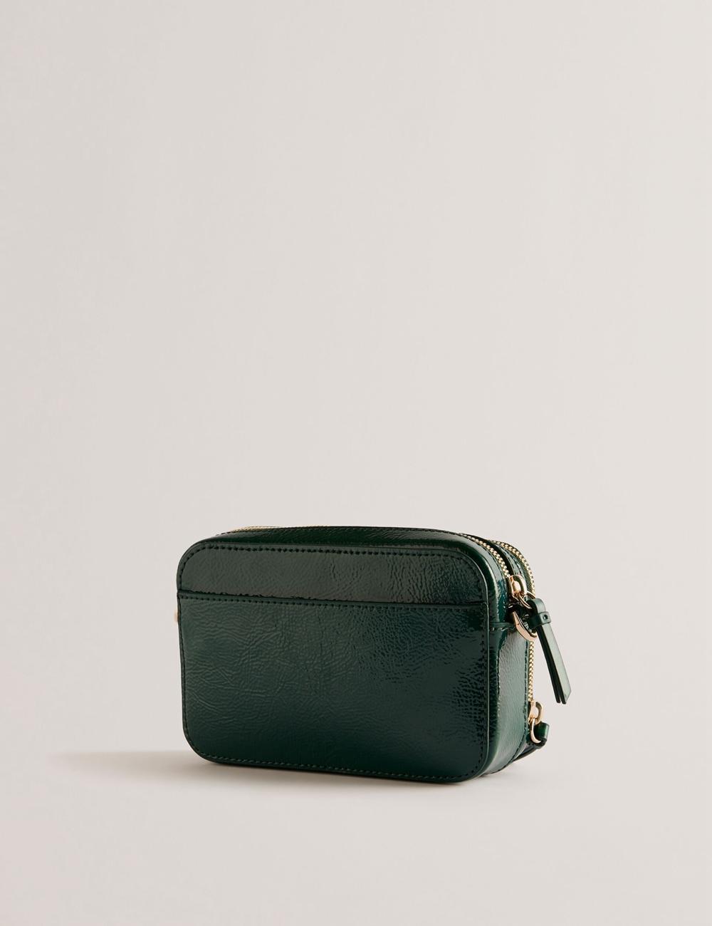 Ted Baker STUNWA - Patent Leather Webbing Camera Cameratas Dames Groen | RSKE-86013