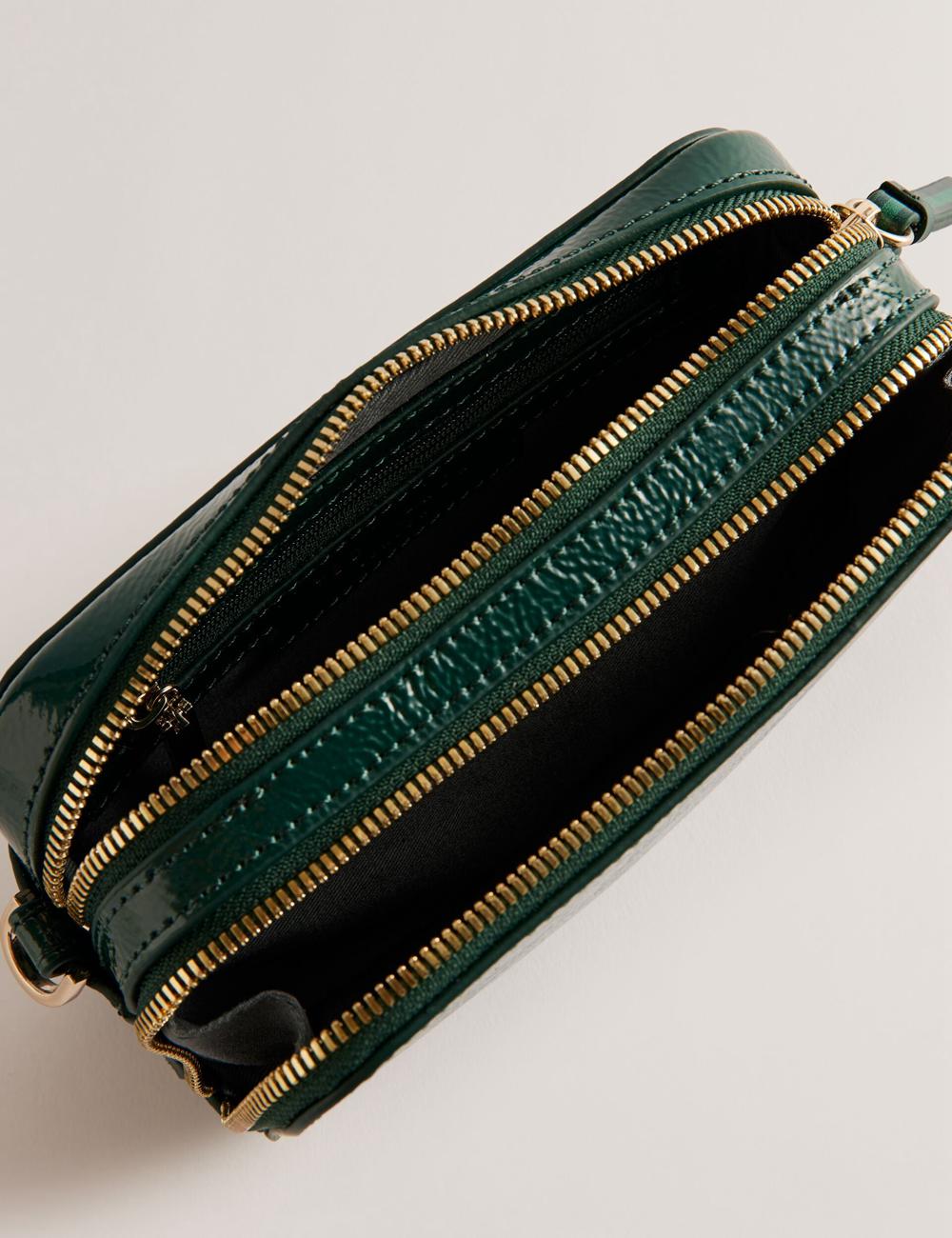 Ted Baker STUNWA - Patent Leather Webbing Camera Cameratas Dames Groen | RSKE-86013