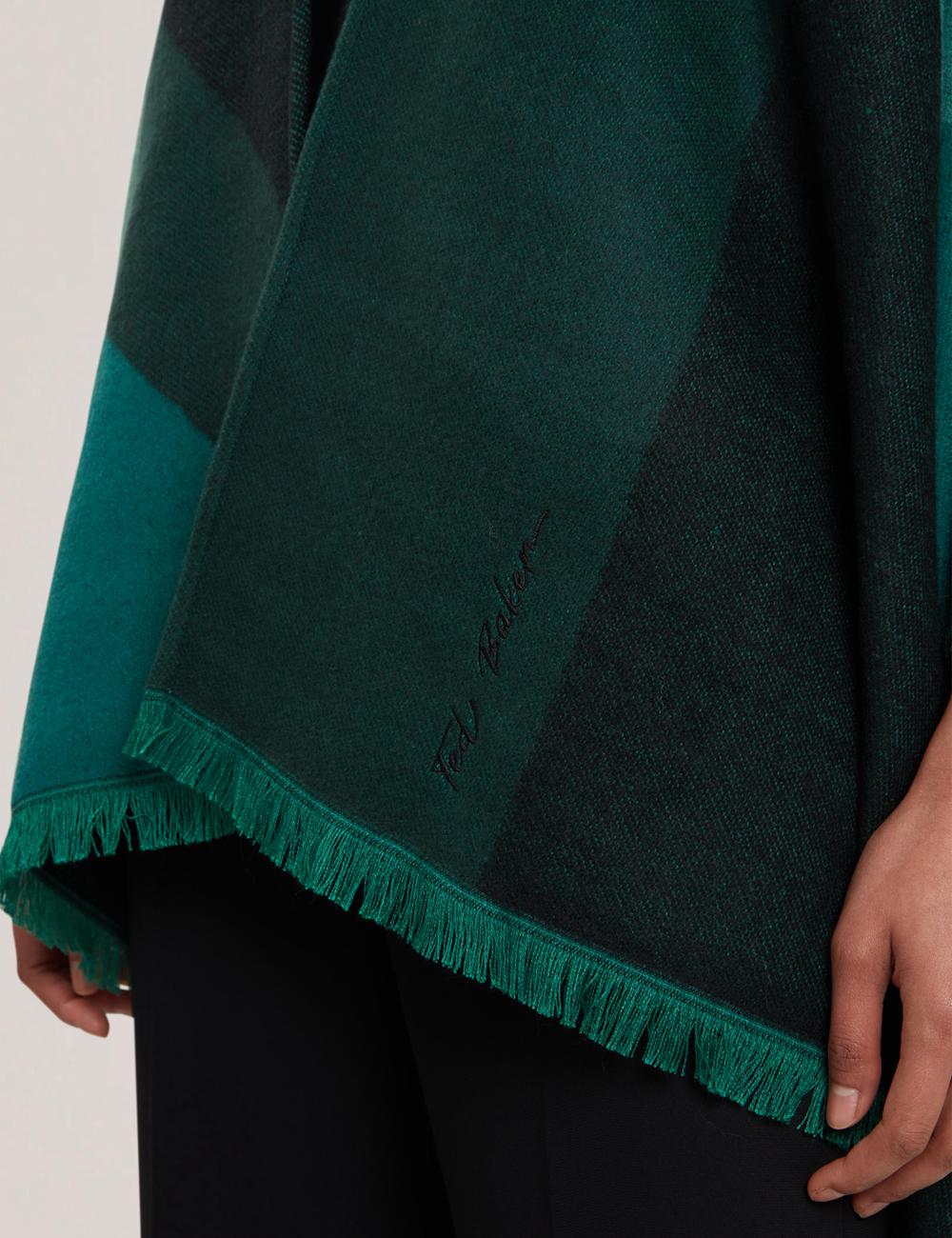 Ted Baker SUFFIA - Colour Block Buckled Woven Poncho's Dames Groen | JIQB-07693