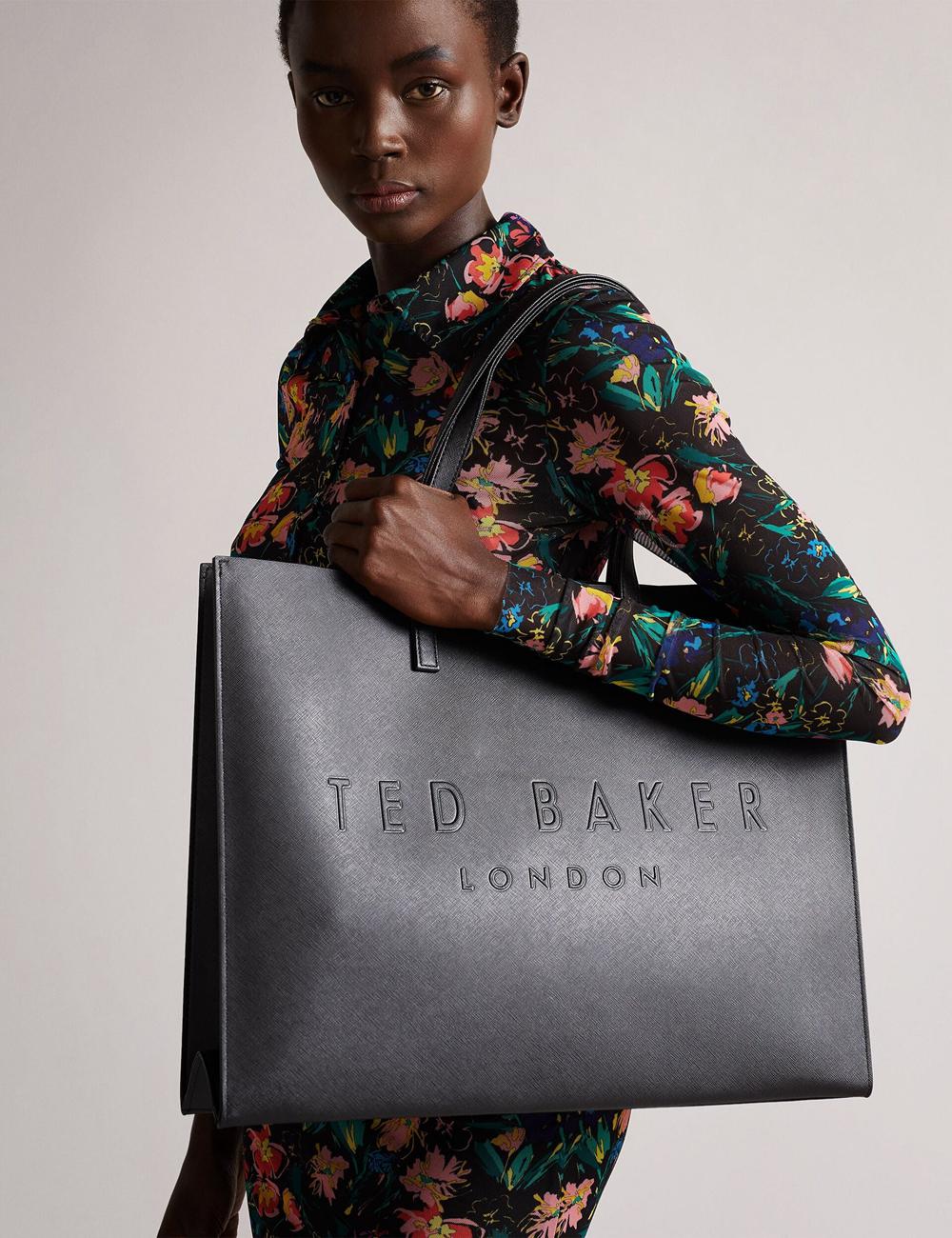 Ted Baker SUKICON - Textured Faux Leather Icon Tote Tassen Dames Zwart | WPKX-05932