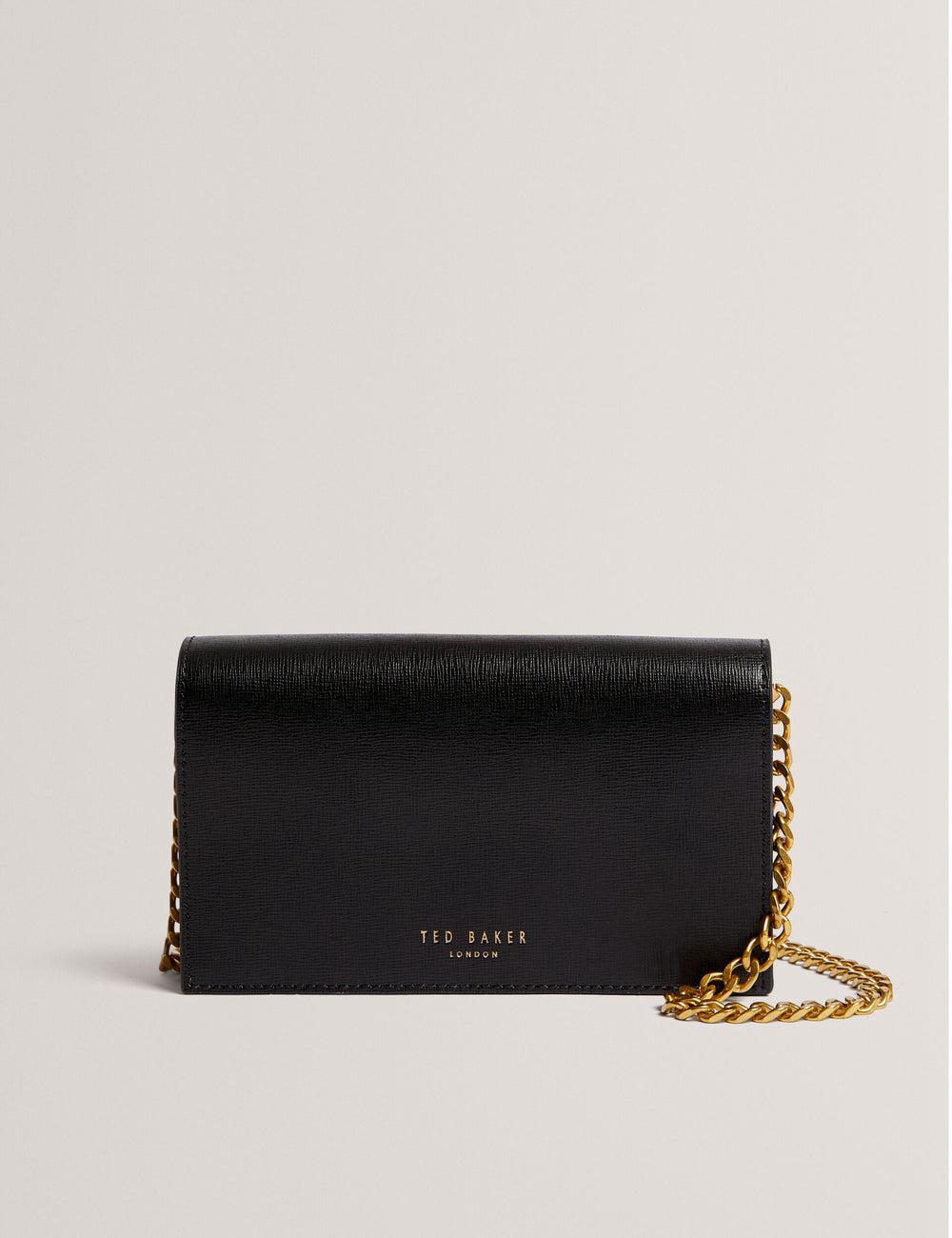 Ted Baker TABINA - Leather With Chain Crossbody Strap Portefeuille Dames Zwart | LGUV-83451