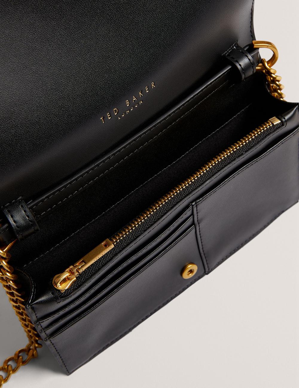 Ted Baker TABINA - Leather With Chain Crossbody Strap Portefeuille Dames Zwart | LGUV-83451