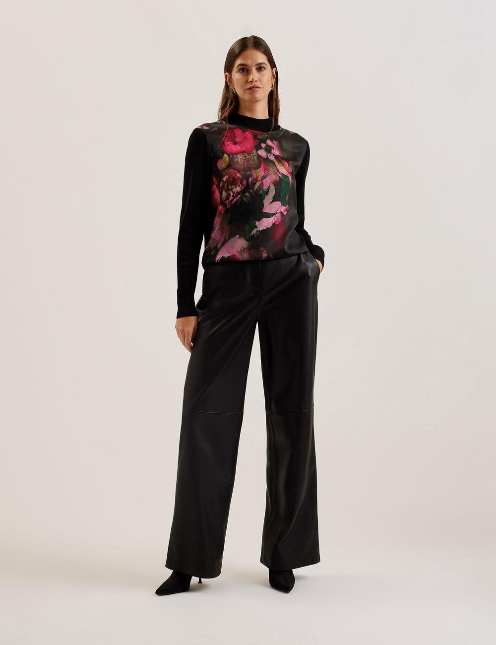 Ted Baker TABITHR - Printed Panel Long Sleeve Knit Topjes Dames Zwart | TFZW-68947