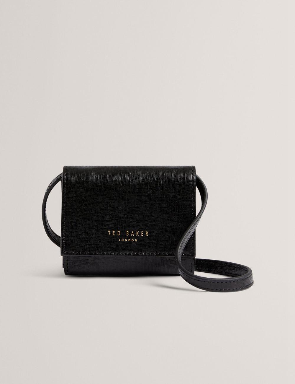 Ted Baker TAMZIEE - Leather Crossbody Card Holder Crossbodytassen Dames Zwart | PFZH-07814